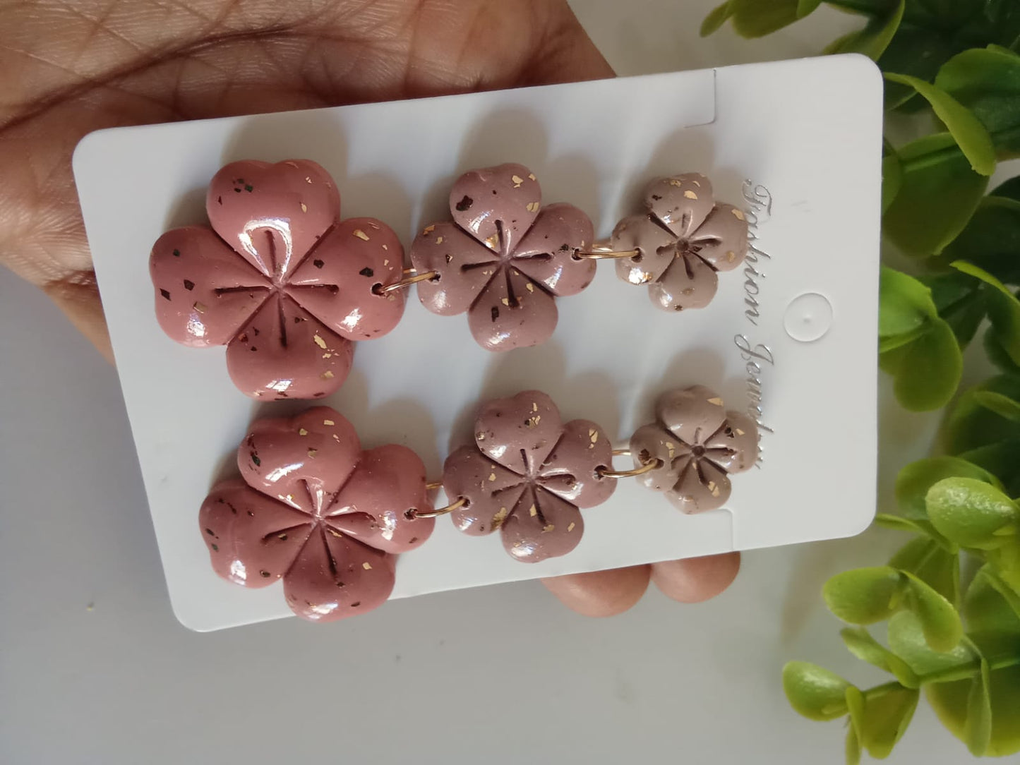 Handmade Polymer Clay four Clover Drop Earring Patrick's Day