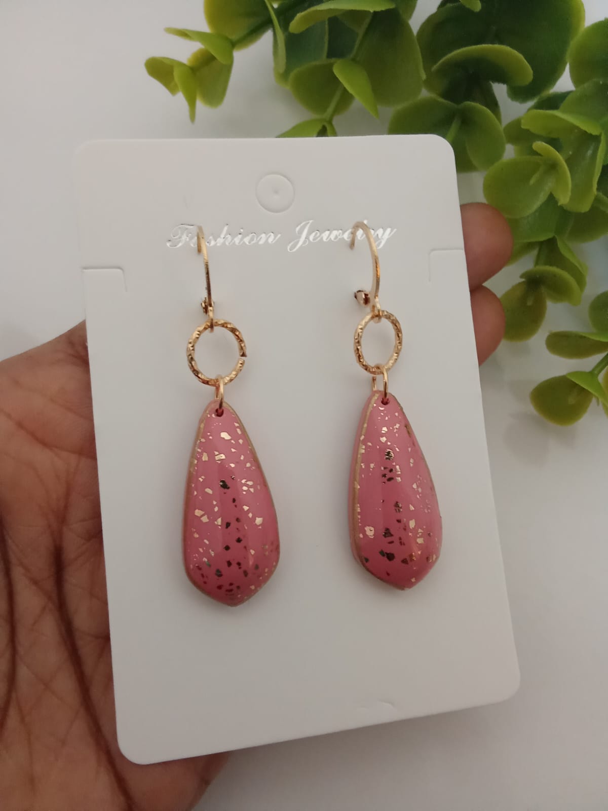 Handmade Polymer Clay Pink Earring Dangle Boho Statement Earring