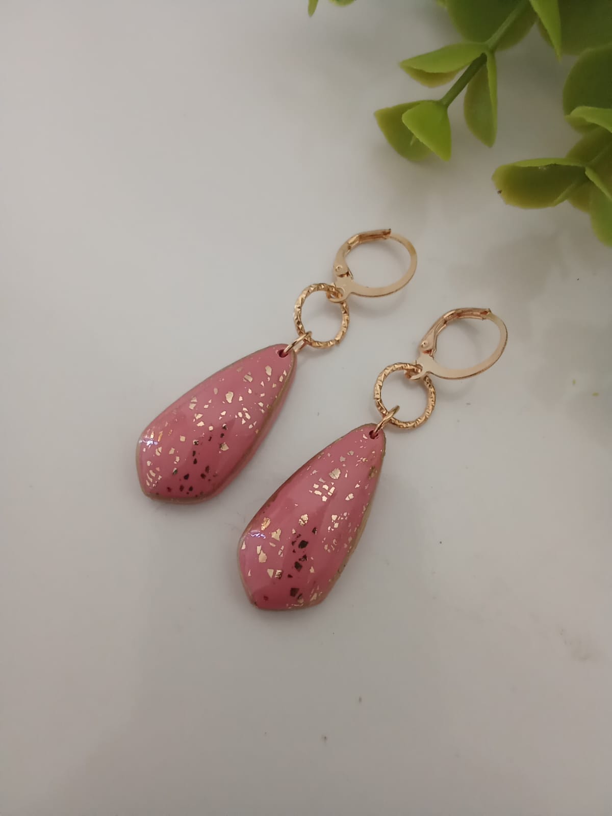 Handmade Polymer Clay Pink Earring Dangle Boho Statement Earring