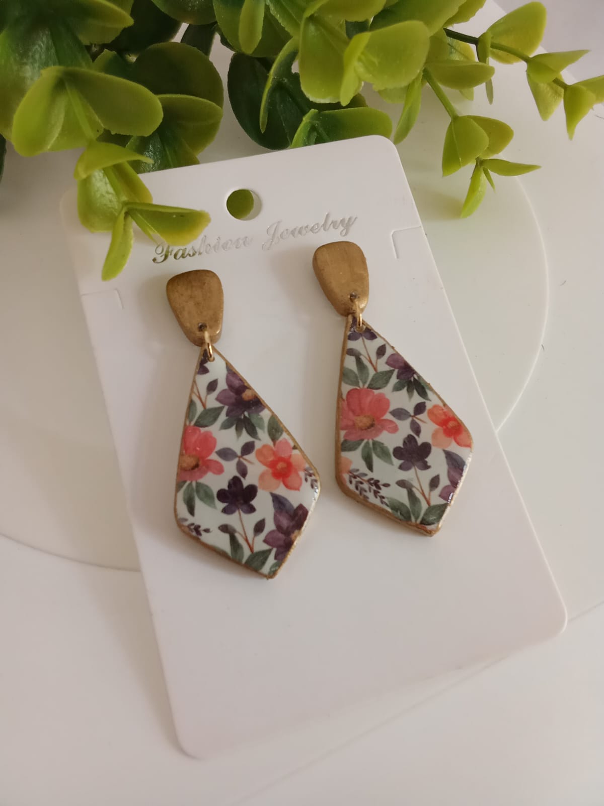 Handmade Boho Statement Earrings – Gold Trim Colorful Resin Dangle Drops, Lightweight Festival Jewelry, Worldwide Shipping
