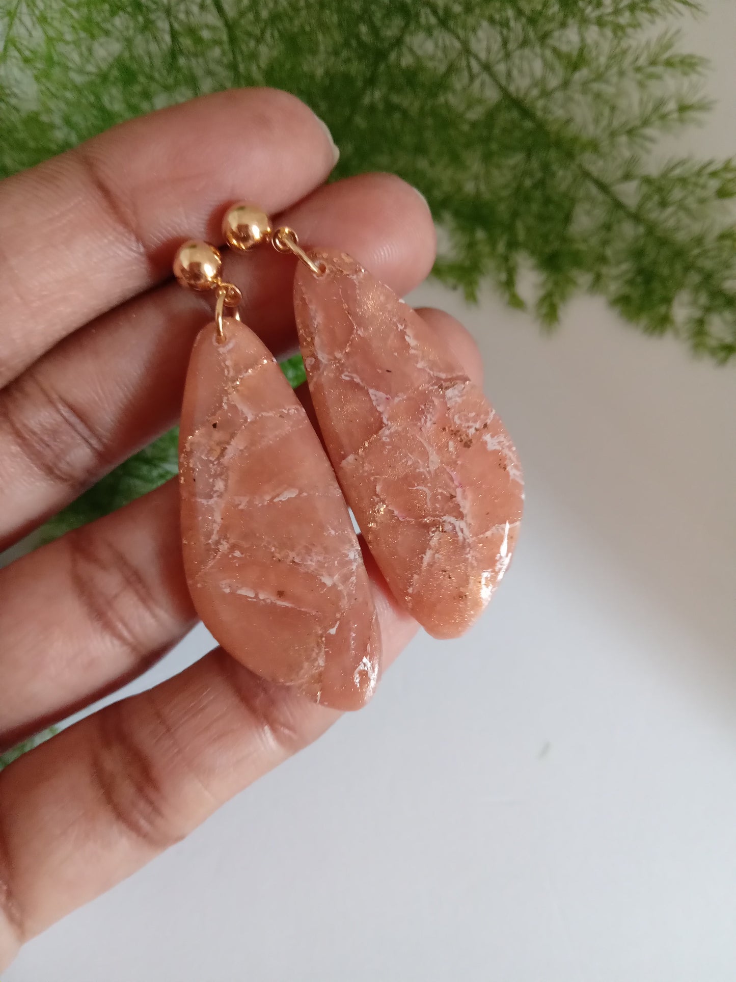 Faux Agate Translucent Polymer Clay Earrings - Inspired Dangles