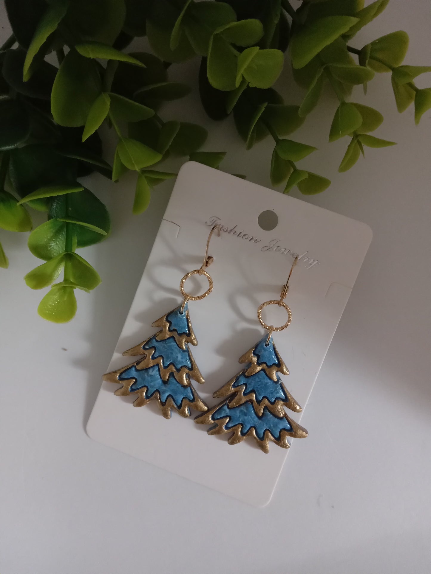 Handmade Christmas Tree Earrings- Holiday Earrings- Lightweight Festive Jewelry Gift for Her