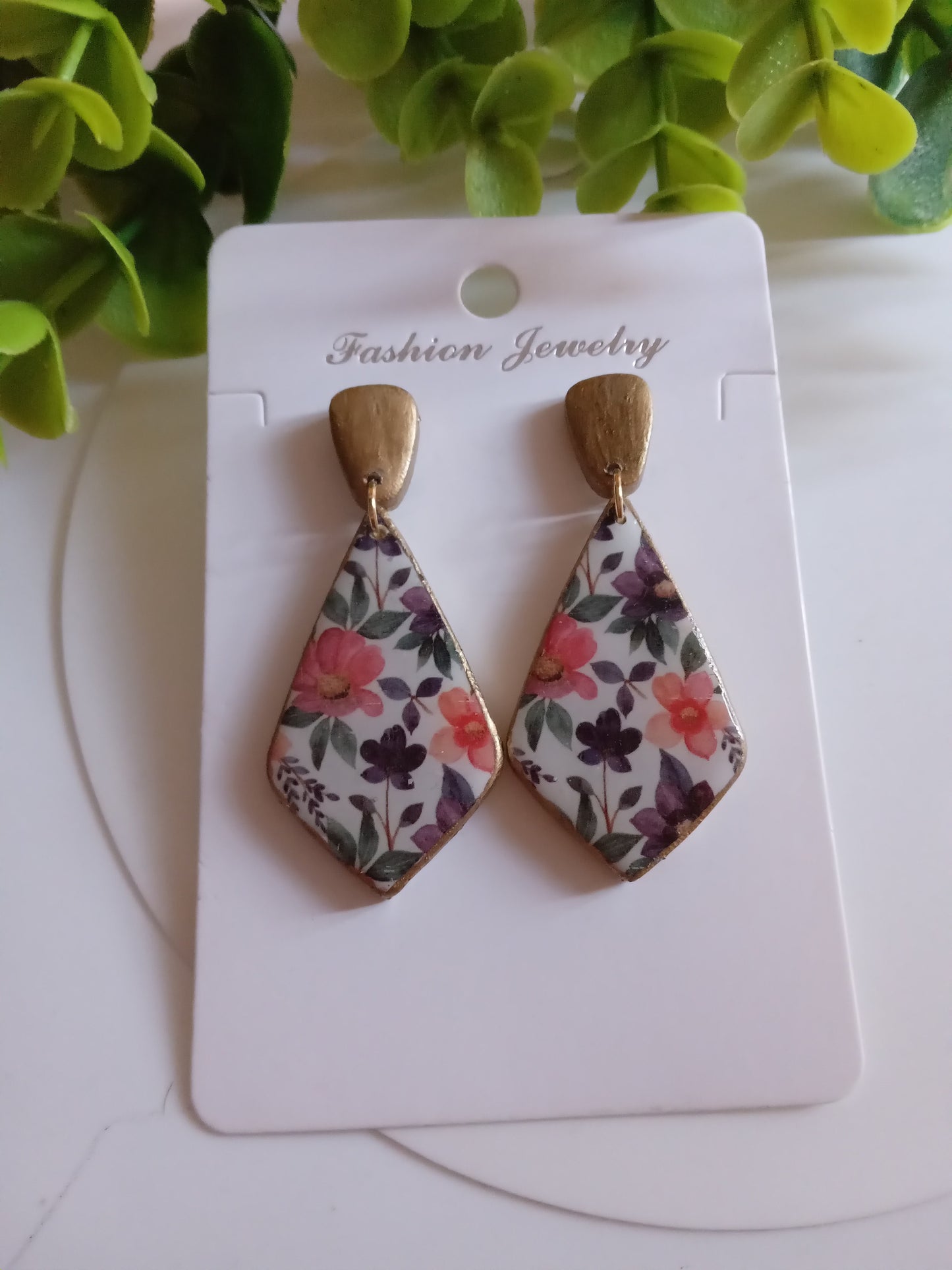 Handmade Boho Statement Earrings – Gold Trim Colorful Resin Dangle Drops, Lightweight Festival Jewelry, Worldwide Shipping