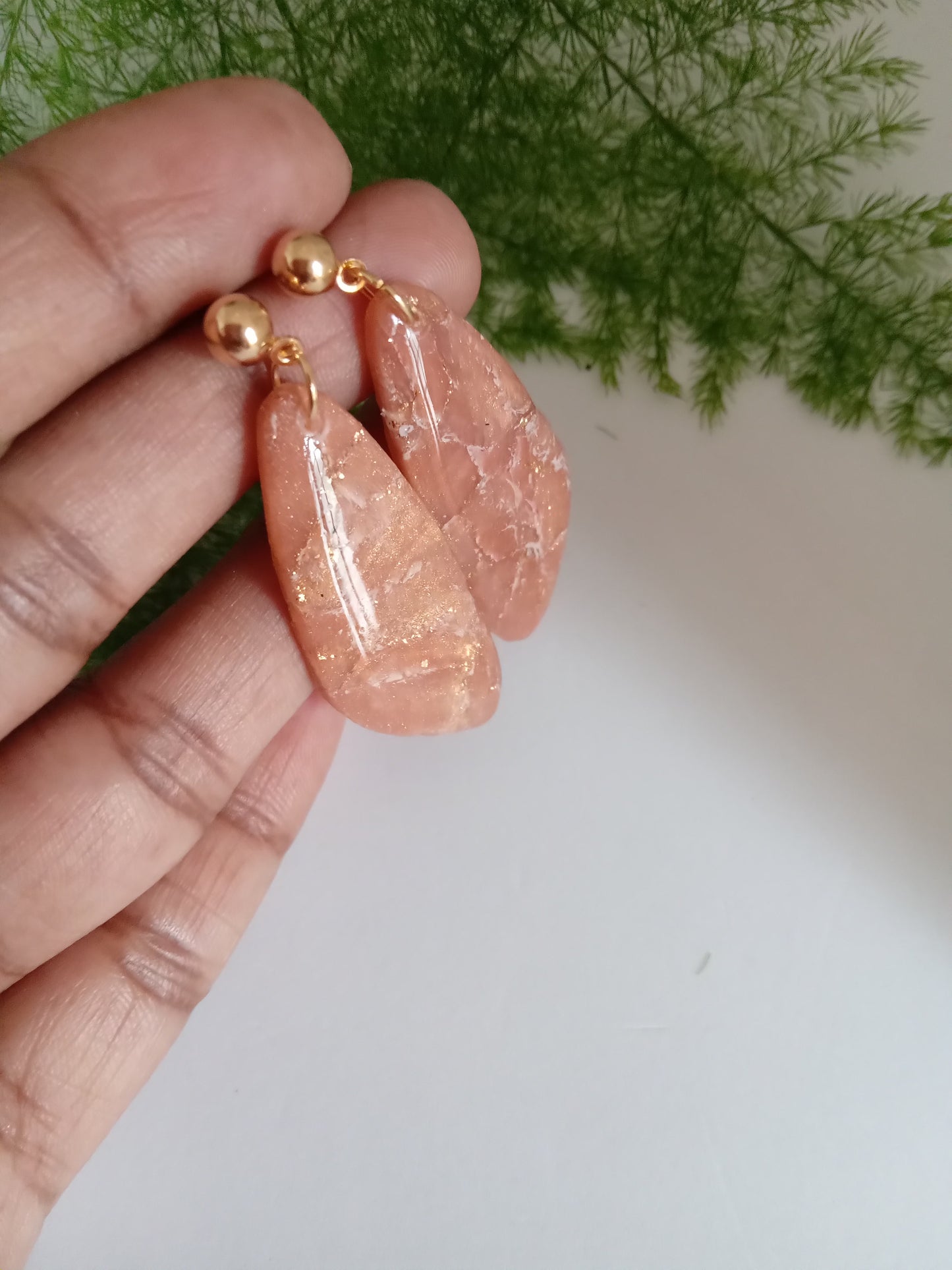 Faux Agate Translucent Polymer Clay Earrings - Inspired Dangles