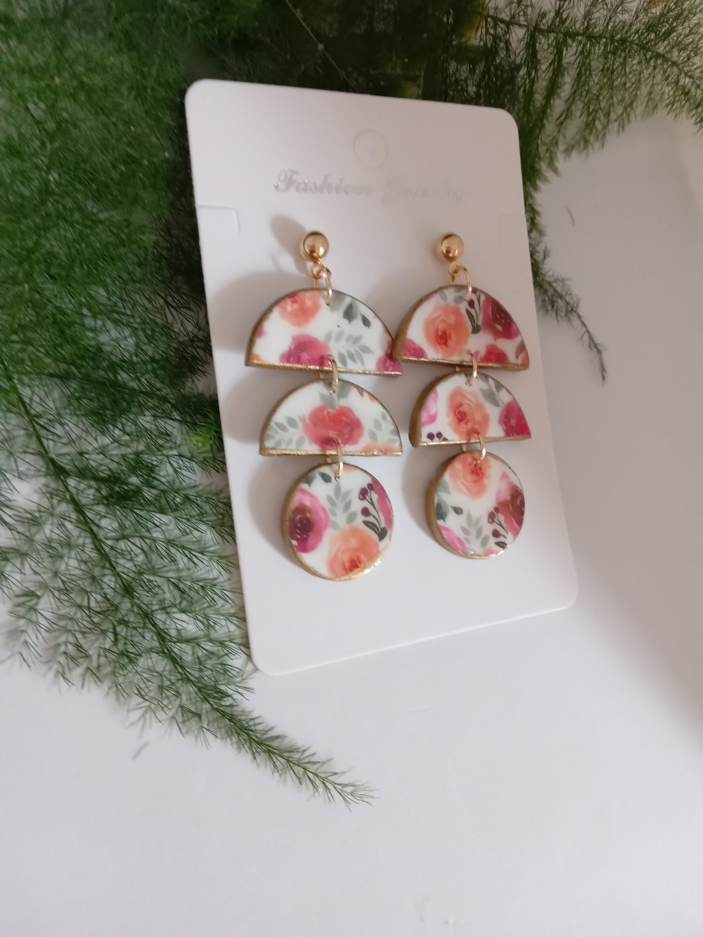 Floral Clay Dangle Earrings- Romantic Summer Statement Jewelry