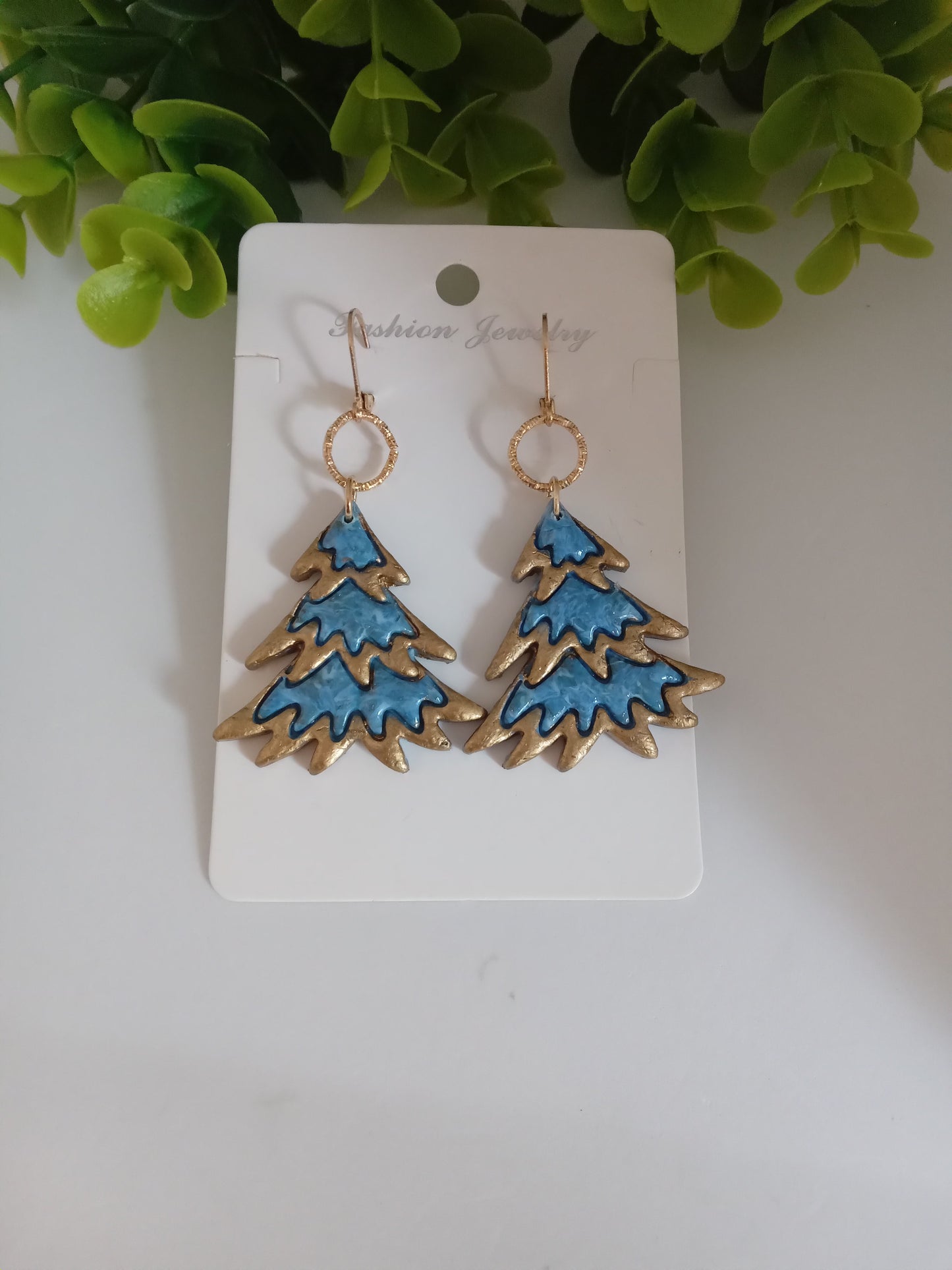 Handmade Christmas Tree Earrings- Holiday Earrings- Lightweight Festive Jewelry Gift for Her