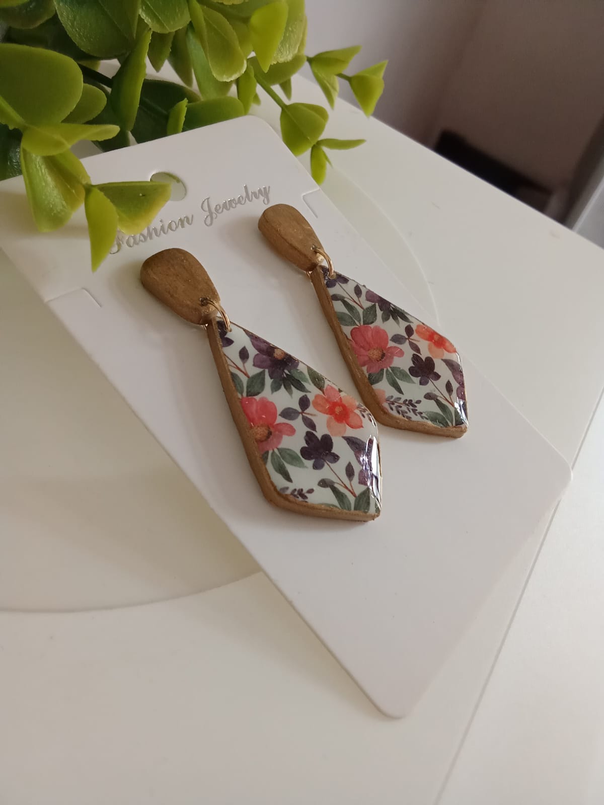 Handmade Boho Statement Earrings – Gold Trim Colorful Resin Dangle Drops, Lightweight Festival Jewelry, Worldwide Shipping