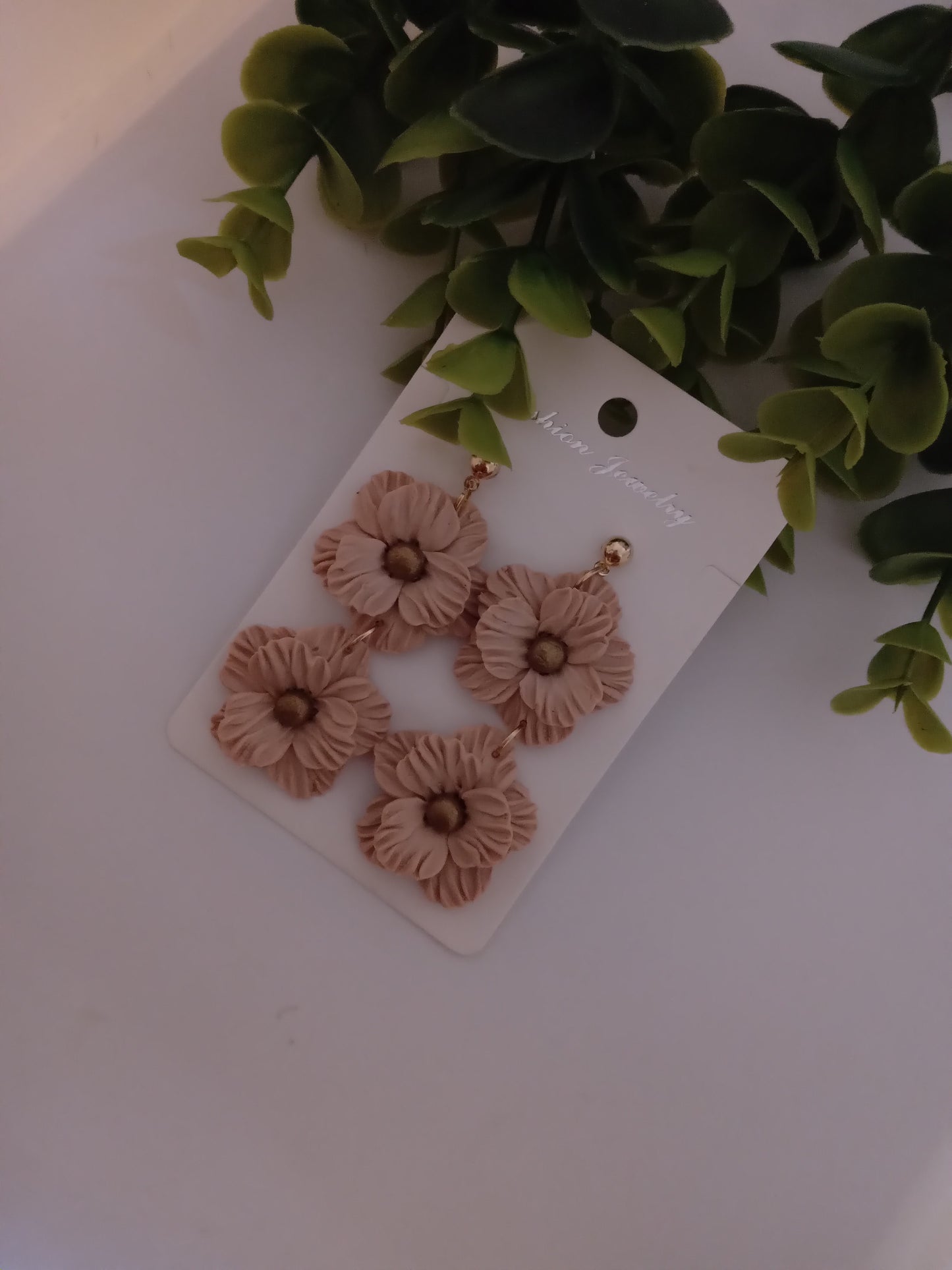 Handmade Dusty Rose Flower Statement Earrings – Lightweight Polymer Clay Floral Jewelry for Women, Elegant Wedding & Everyday Wear