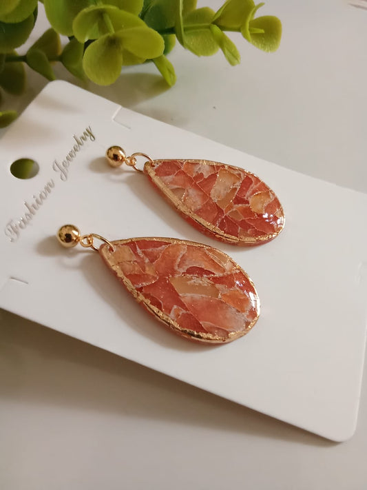 Elegant Handmade Clay Earrings - Agate Look Floral, Modern &Geometric Style
