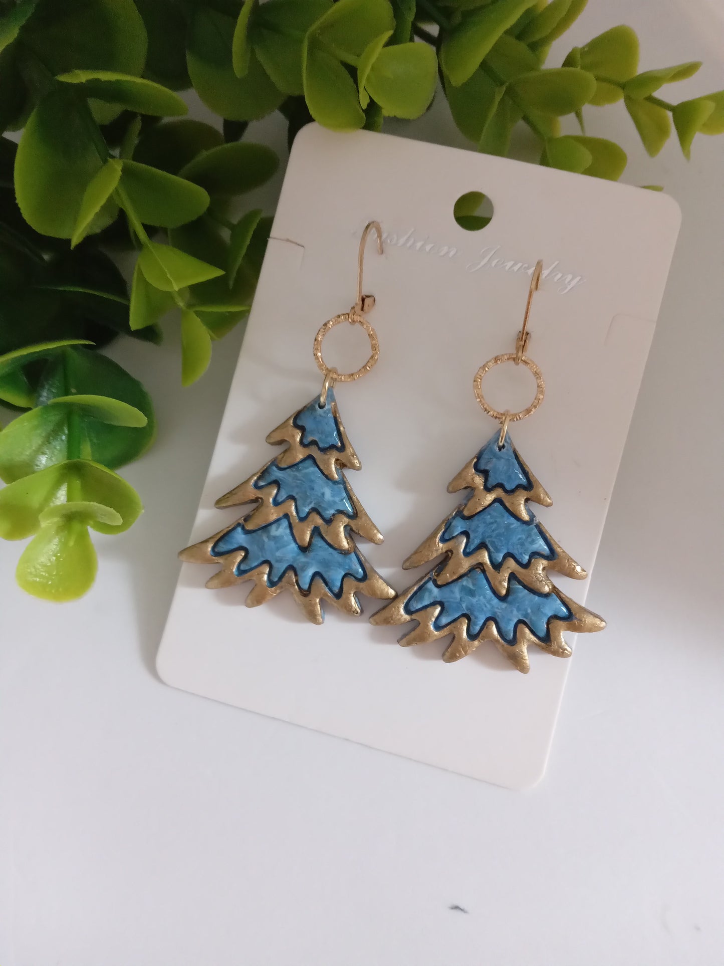 Handmade Christmas Tree Earrings- Holiday Earrings- Lightweight Festive Jewelry Gift for Her