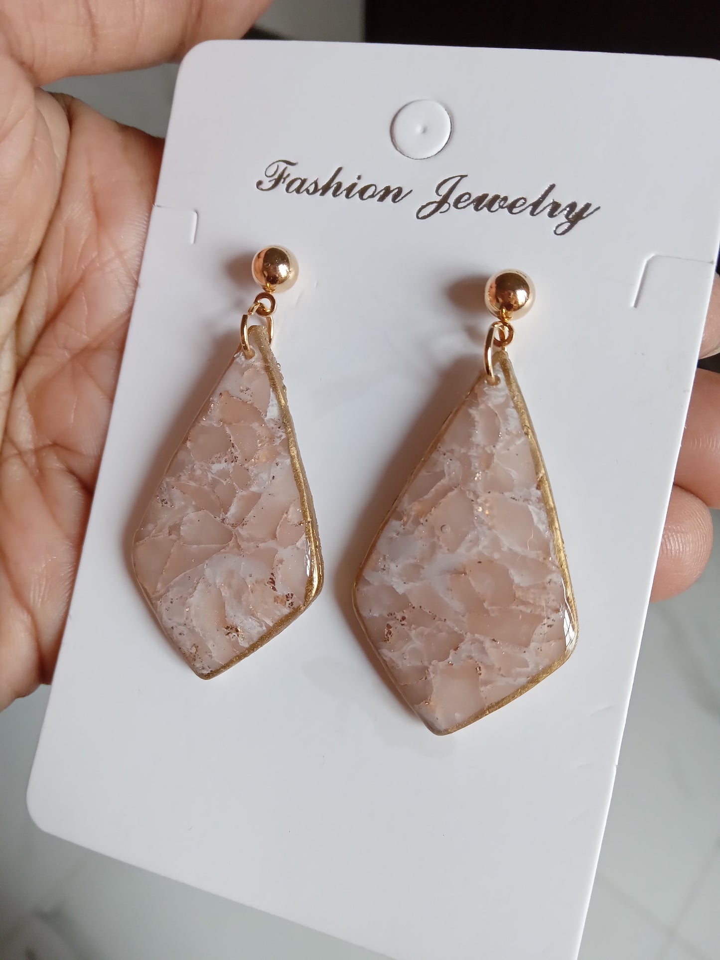 Elegant Pink Stone Drop Earrings – Lightweight Statement Jewelry – Handmade Gift for Women