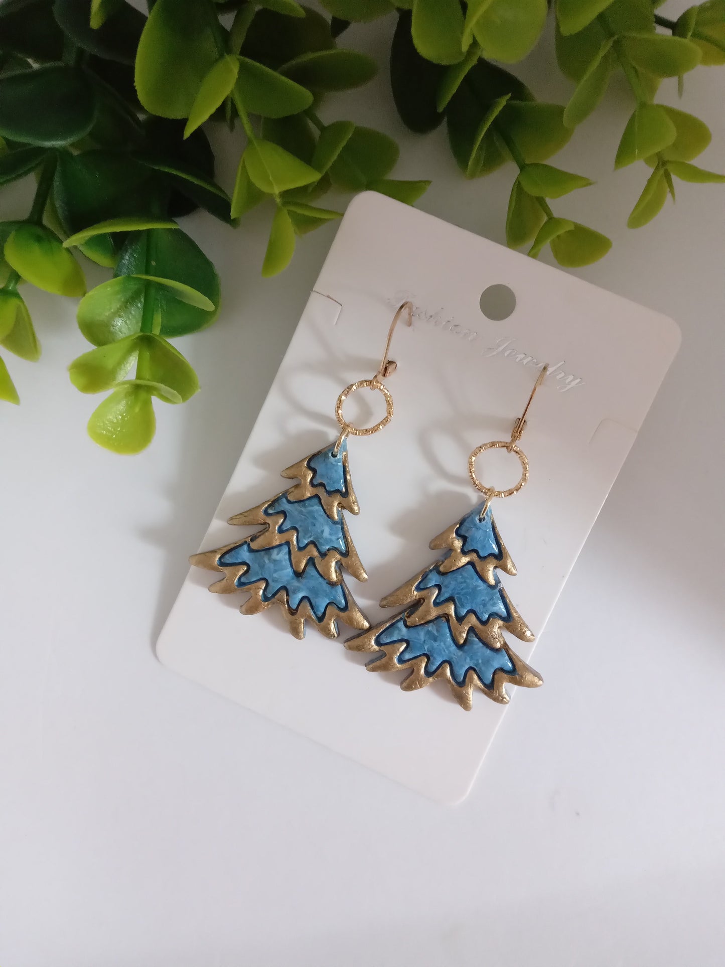Handmade Christmas Tree Earrings- Holiday Earrings- Lightweight Festive Jewelry Gift for Her