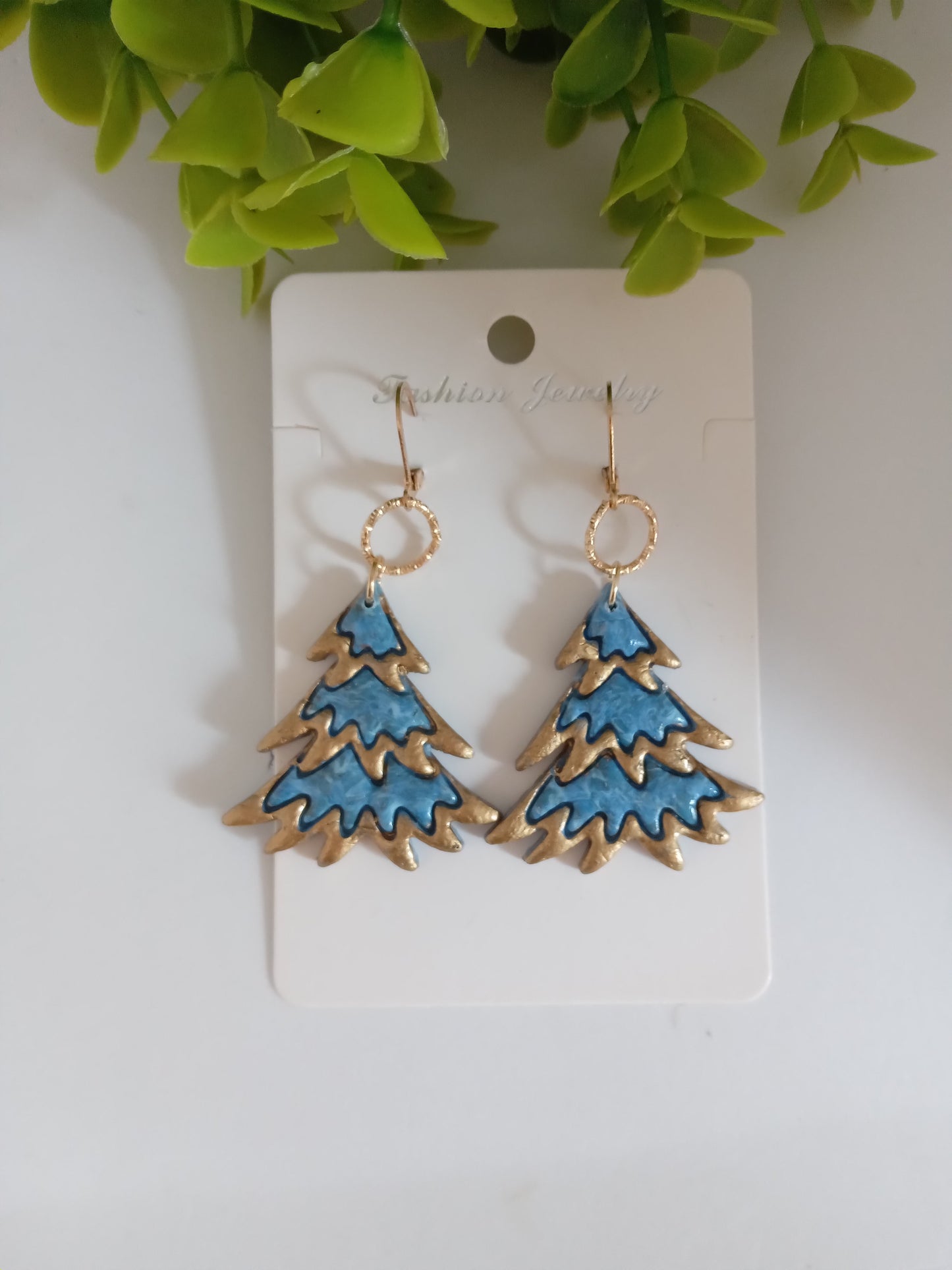 Handmade Christmas Tree Earrings- Holiday Earrings- Lightweight Festive Jewelry Gift for Her