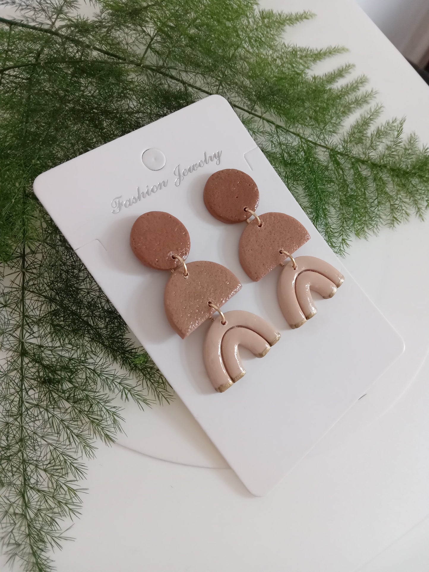 Handmade Clay Rainbow Arch Earrings – Lightweight Boho Statement Jewelry