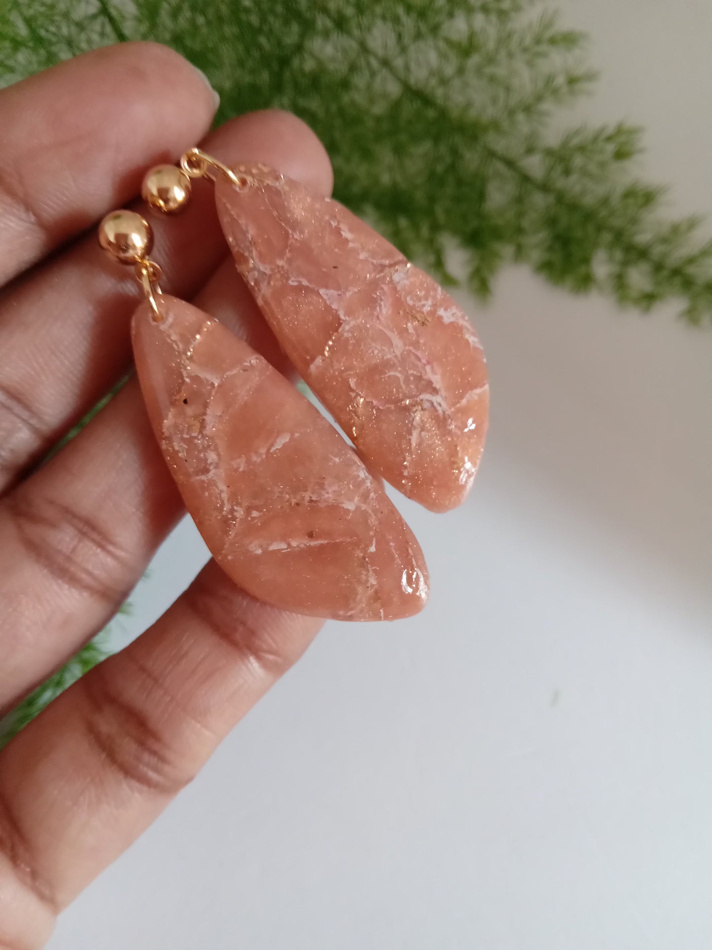 Faux Agate Translucent Polymer Clay Earrings - Inspired Dangles