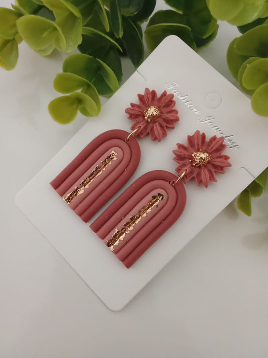 Handmade Polymer Clay Dangle Earring Statement Boho Floral Daisy Rainbow Earring for Women