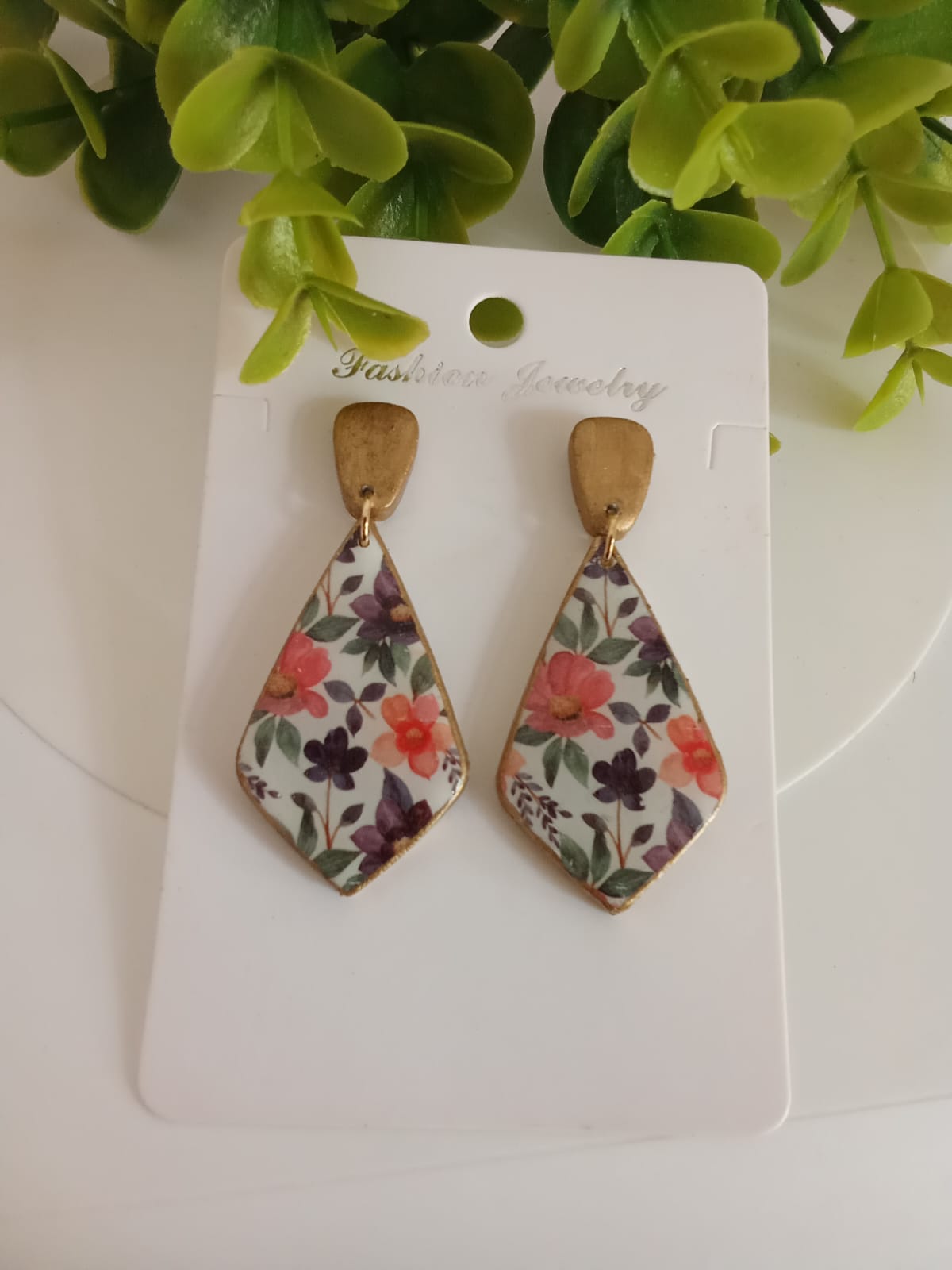 Handmade Boho Statement Earrings – Gold Trim Colorful Resin Dangle Drops, Lightweight Festival Jewelry, Worldwide Shipping