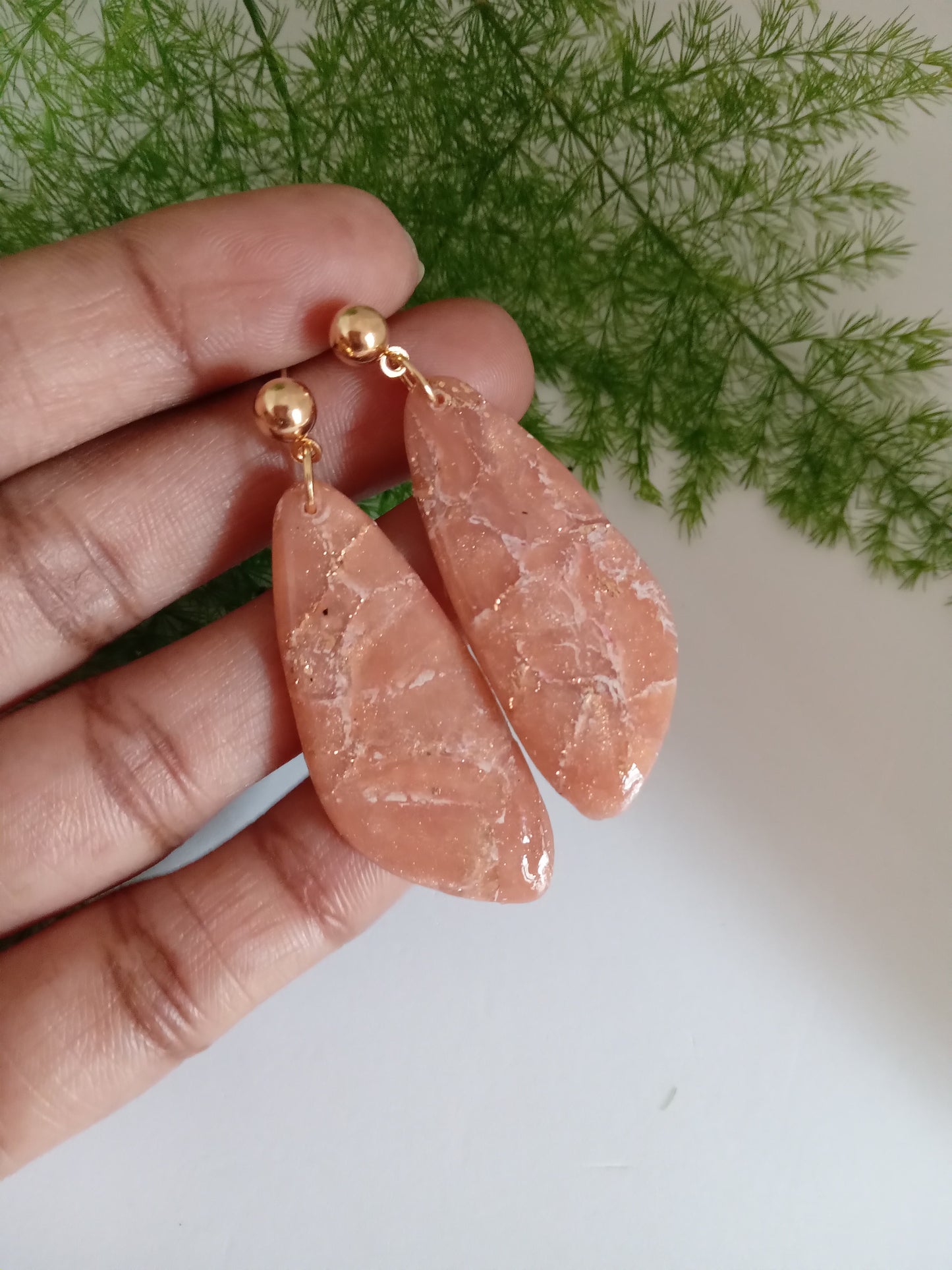 Faux Agate Translucent Polymer Clay Earrings - Inspired Dangles