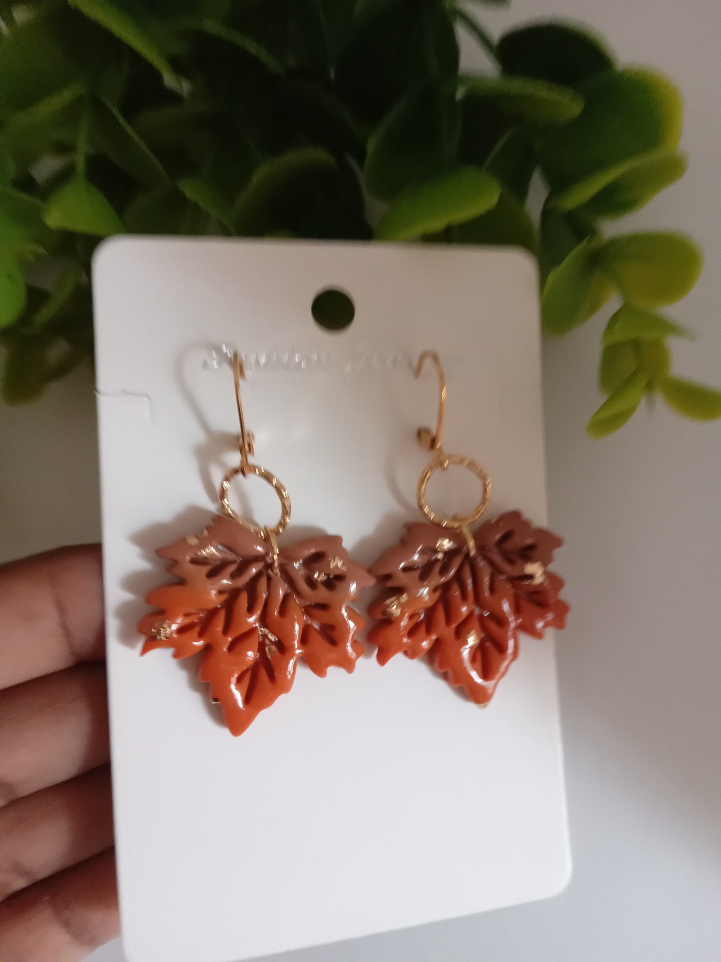 Fall Leaf Drop Earrings - Handmade Polymer Clay Maple/Autumn Jewelry for Women