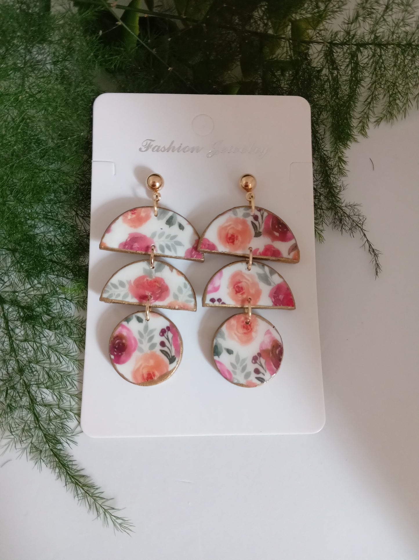 Floral Clay Dangle Earrings- Romantic Summer Statement Jewelry
