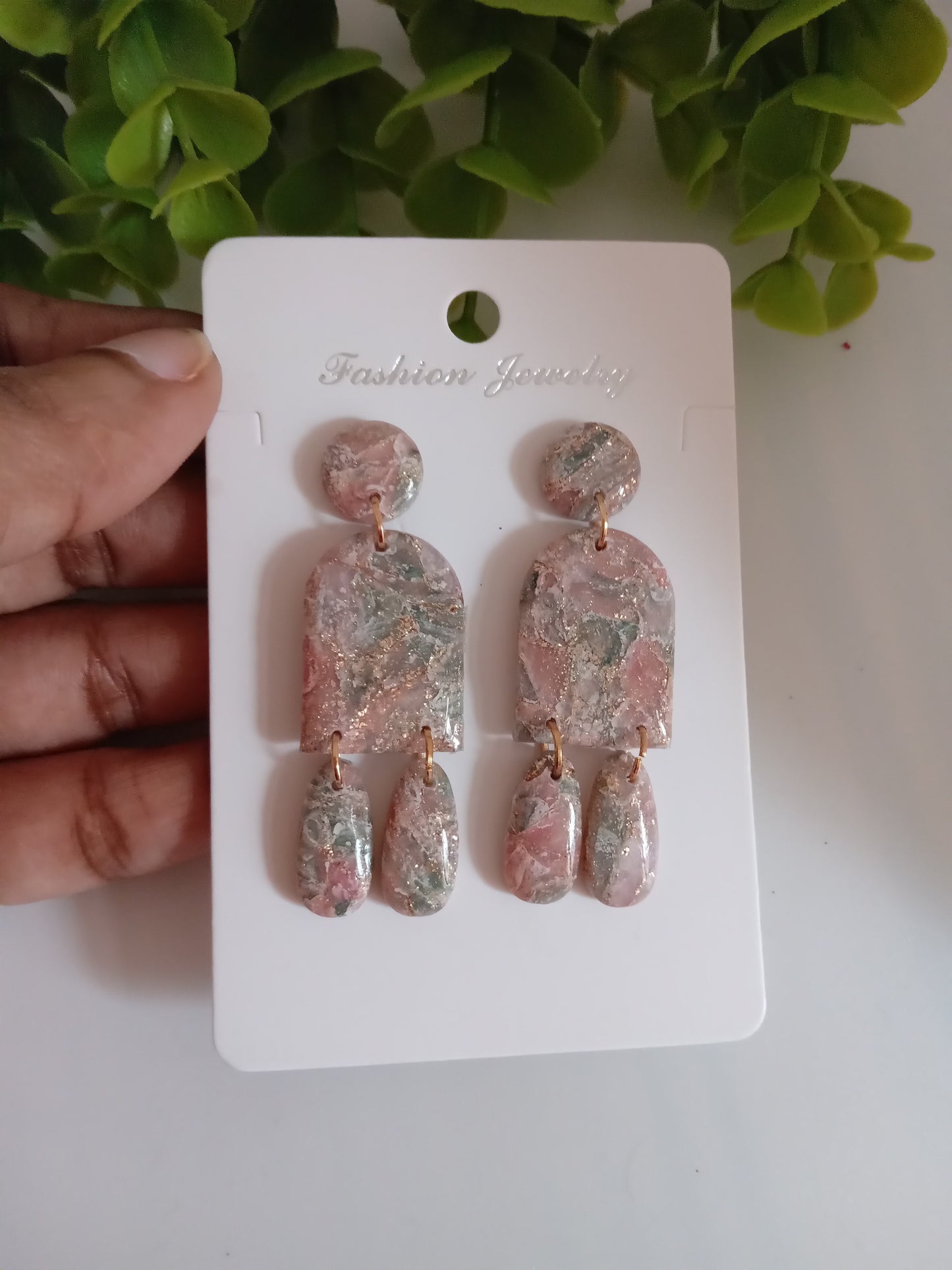 Faux Agate Translucent Polymer Clay Earrings/ Statement Dangle Lightweight Jewelry for Women