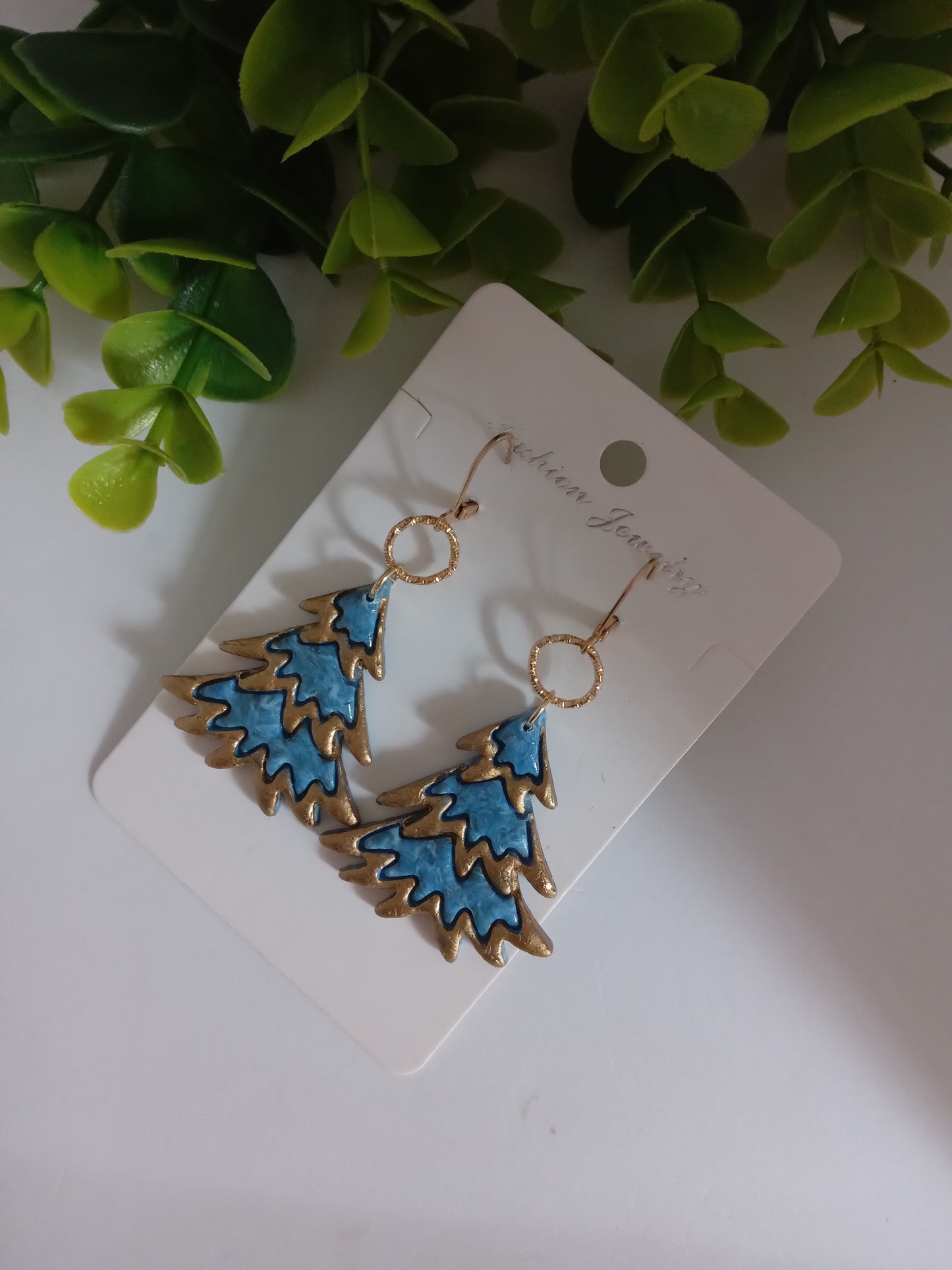 Handmade Christmas Tree Earrings- Holiday Earrings- Lightweight Festive Jewelry Gift for Her