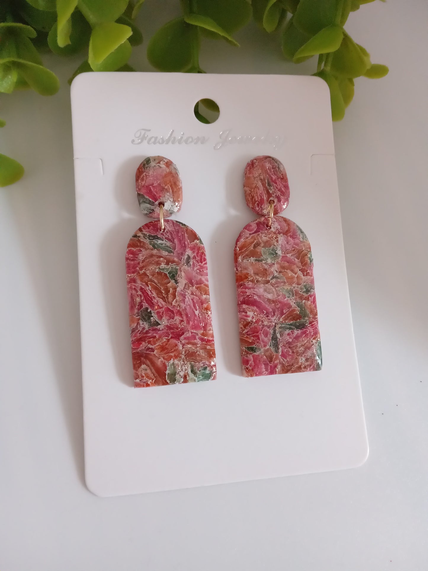 Pink Polymer Clay Earrings | Handmade Art Earrings for Women