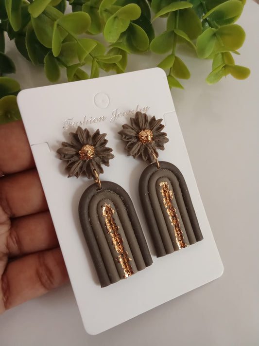 Handmade Polymer Clay Earrings - Rainbow Daisy Dangles Gift Jewelry