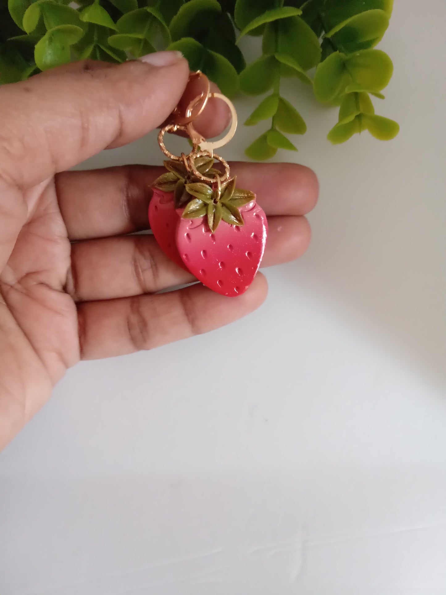 Handmade Strawberry Dangle Earrings- Cute Polymer Clay Fruit Jewelry for women & Girls