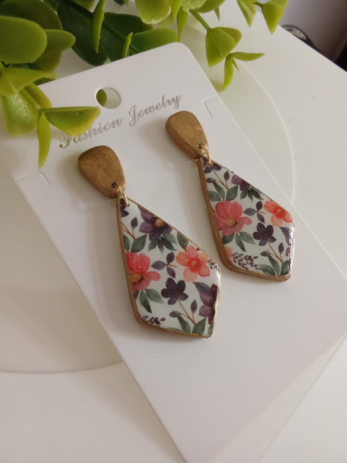 Handmade Boho Statement Earrings – Gold Trim Colorful Resin Dangle Drops, Lightweight Festival Jewelry, Worldwide Shipping