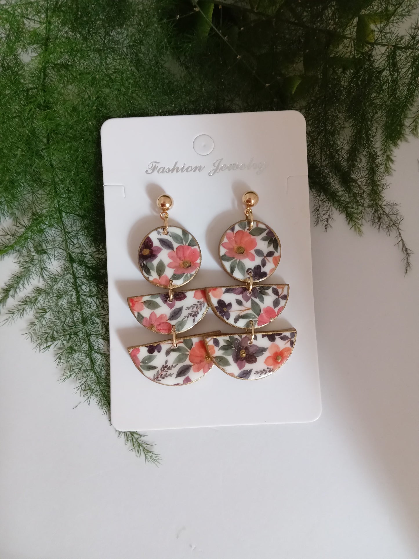 Floral Polymer Clay Statement Earrings- Handmade Lightweight Boho Botanical Dangles,Hypoallergenic Gift for Her