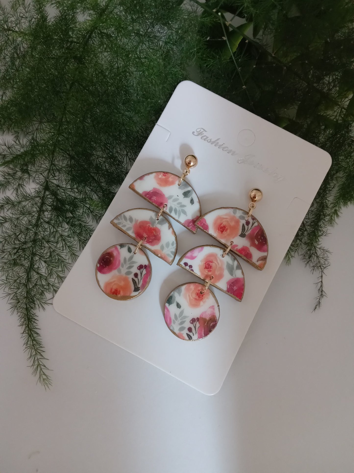 Floral Clay Dangle Earrings- Romantic Summer Statement Jewelry