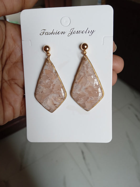 Elegant Pink Stone Drop Earrings – Lightweight Statement Jewelry – Handmade Gift for Women