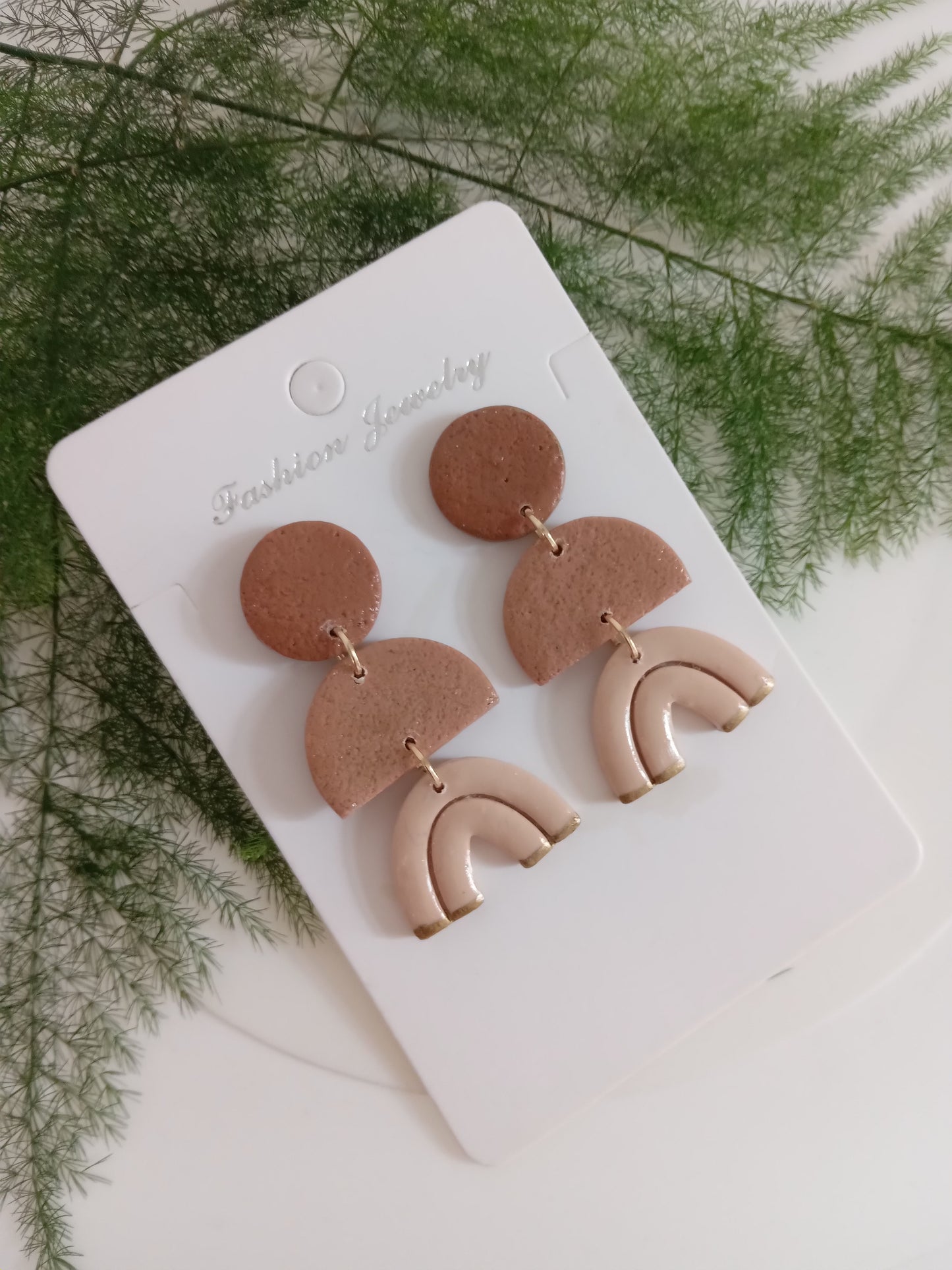 Handmade Clay Rainbow Arch Earrings – Lightweight Boho Statement Jewelry