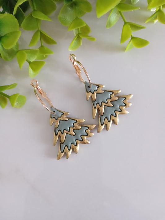 Christmas Tree Hoop Earrings – Handmade Polymer Clay Holiday Jewelry Gift for Women