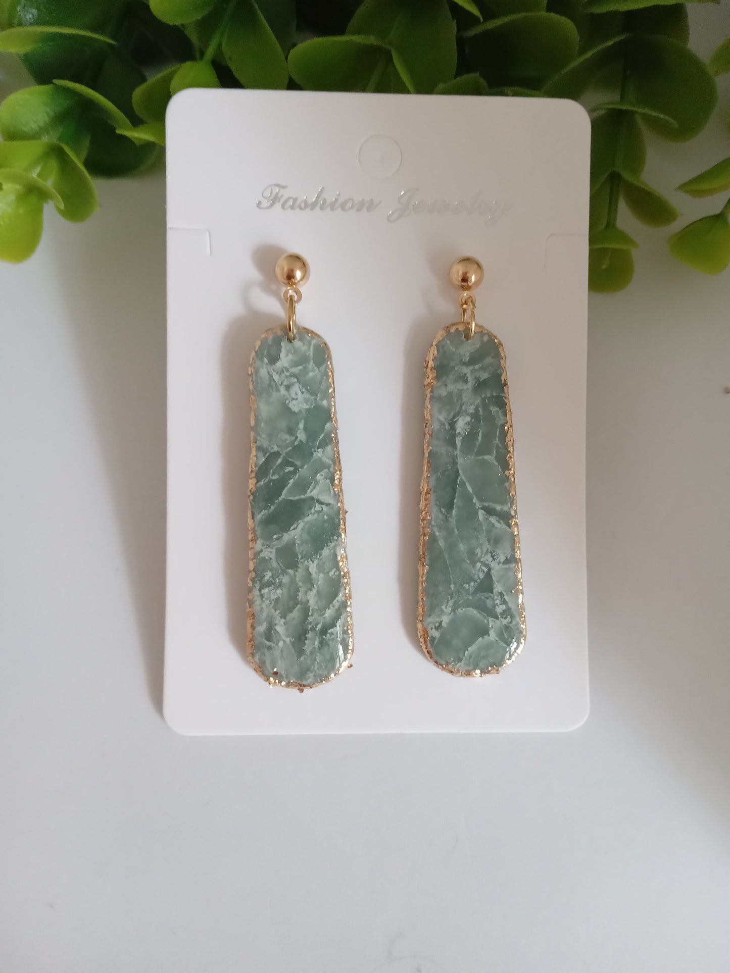 Elegant Aqua Stone Dangle Earrings - Handmade Statement Jewelry