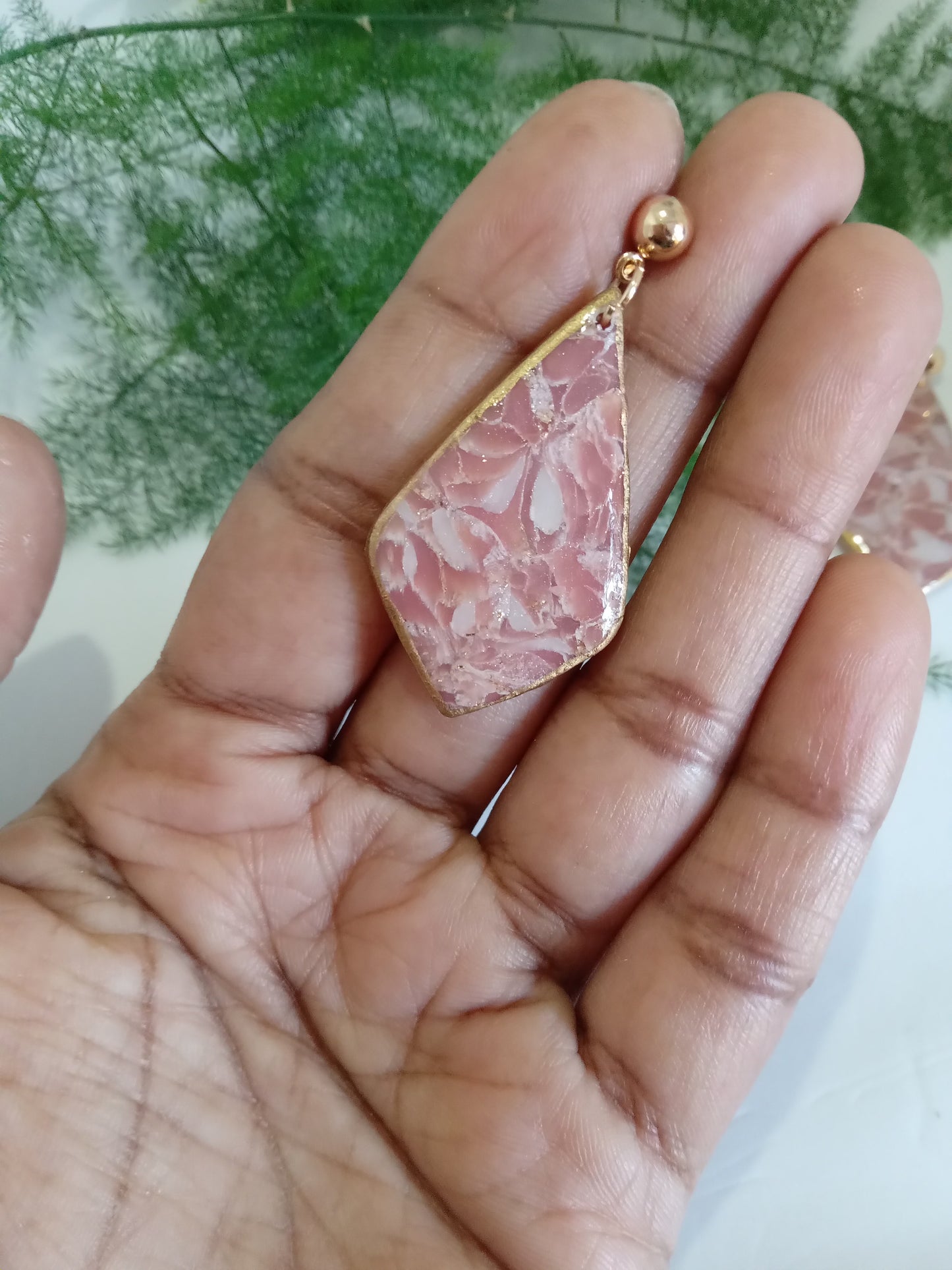 Elegant Pink Marbled Earrings- Handmade Statement Jewelry Gift