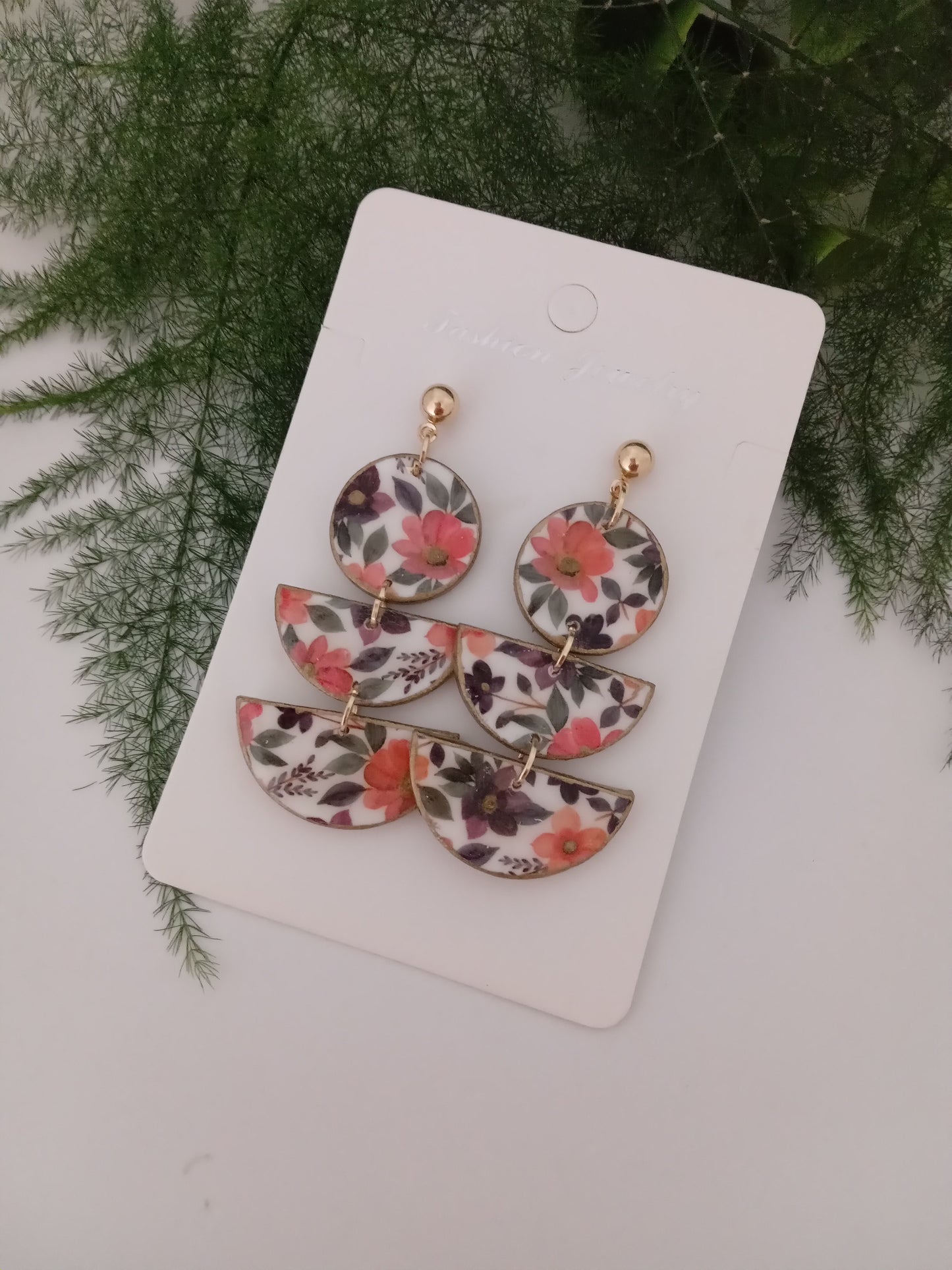 Floral Polymer Clay Statement Earrings- Handmade Lightweight Boho Botanical Dangles,Hypoallergenic Gift for Her