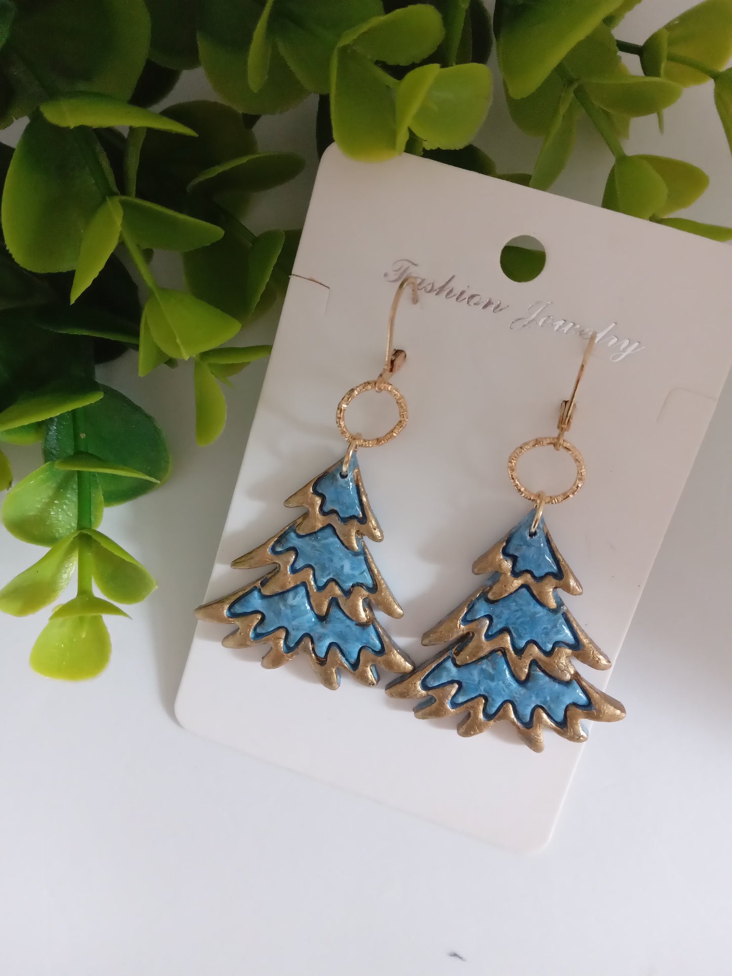 Handmade Christmas Tree Earrings- Holiday Earrings- Lightweight Festive Jewelry Gift for Her