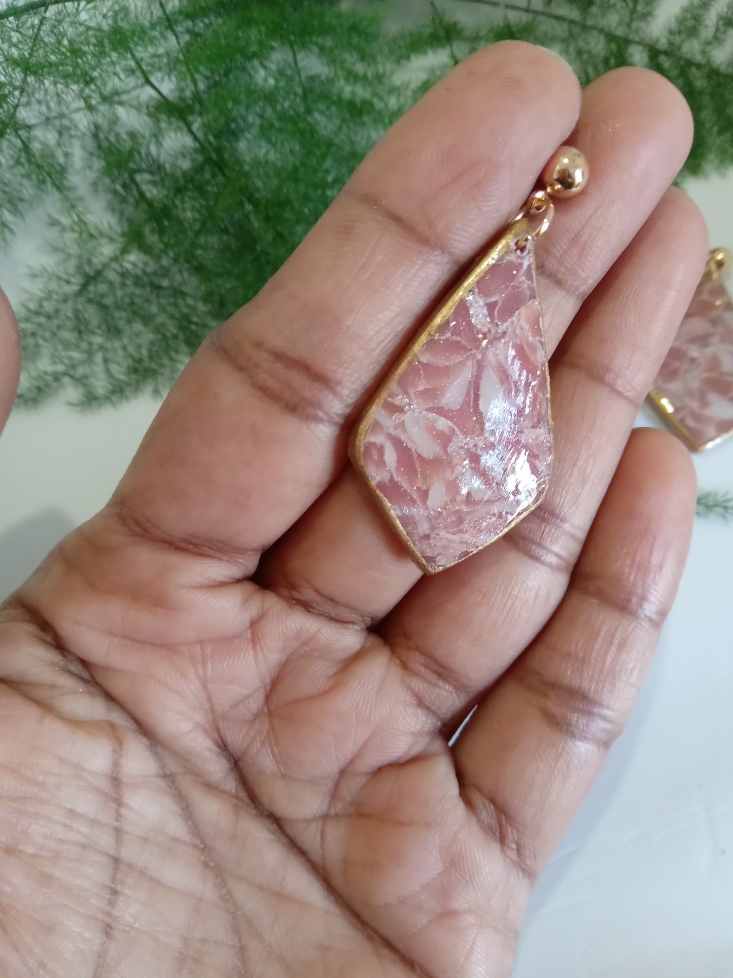 Elegant Pink Marbled Earrings- Handmade Statement Jewelry Gift