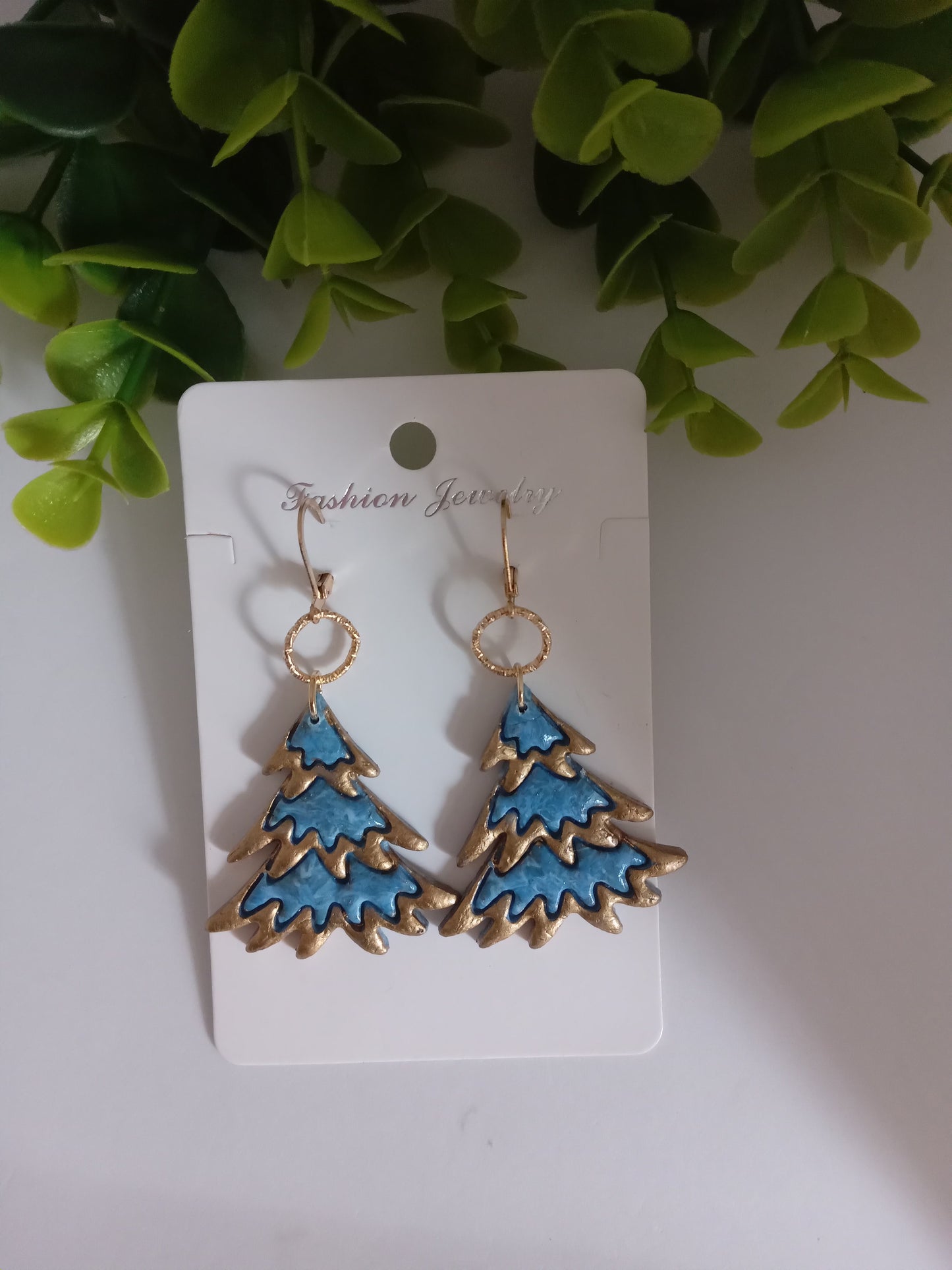Handmade Christmas Tree Earrings- Holiday Earrings- Lightweight Festive Jewelry Gift for Her