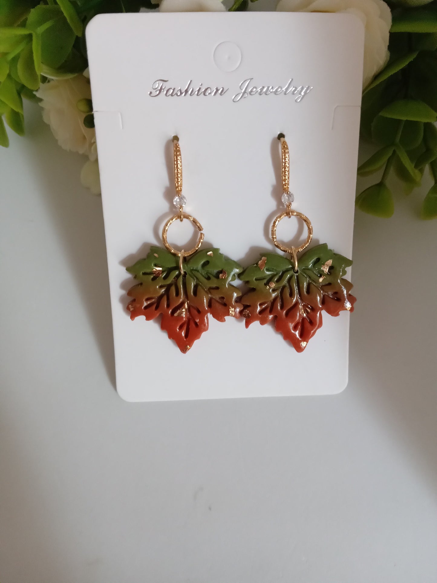 Fall Leaf Drop Earrings- Handmade Polymer Clay Maple Earrings/Autumn Jewelry for Women