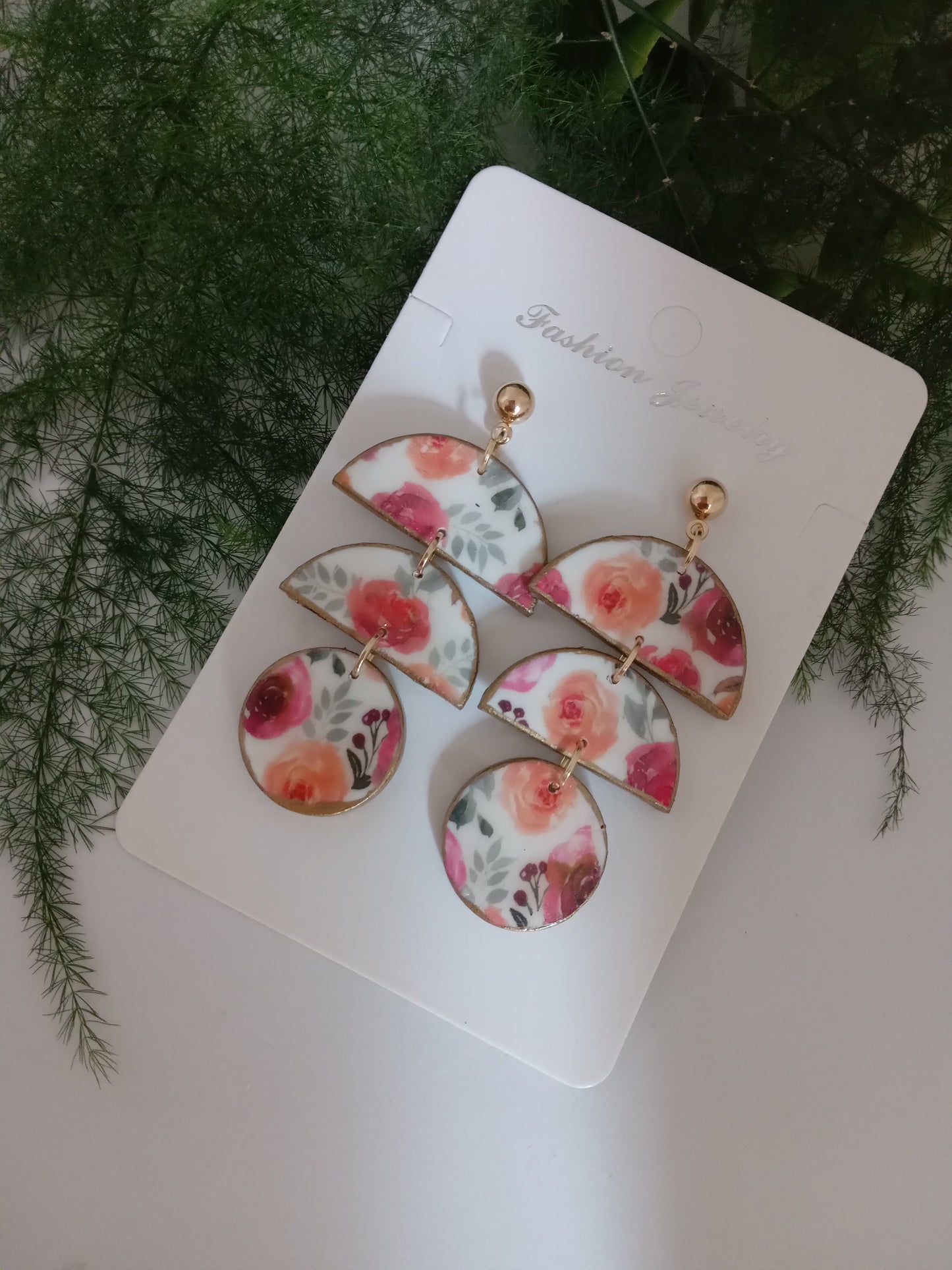 Floral Clay Dangle Earrings- Romantic Summer Statement Jewelry