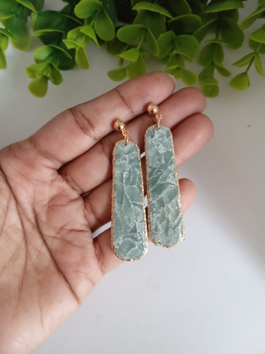 Elegant Aqua Stone Dangle Earrings - Handmade Statement Jewelry