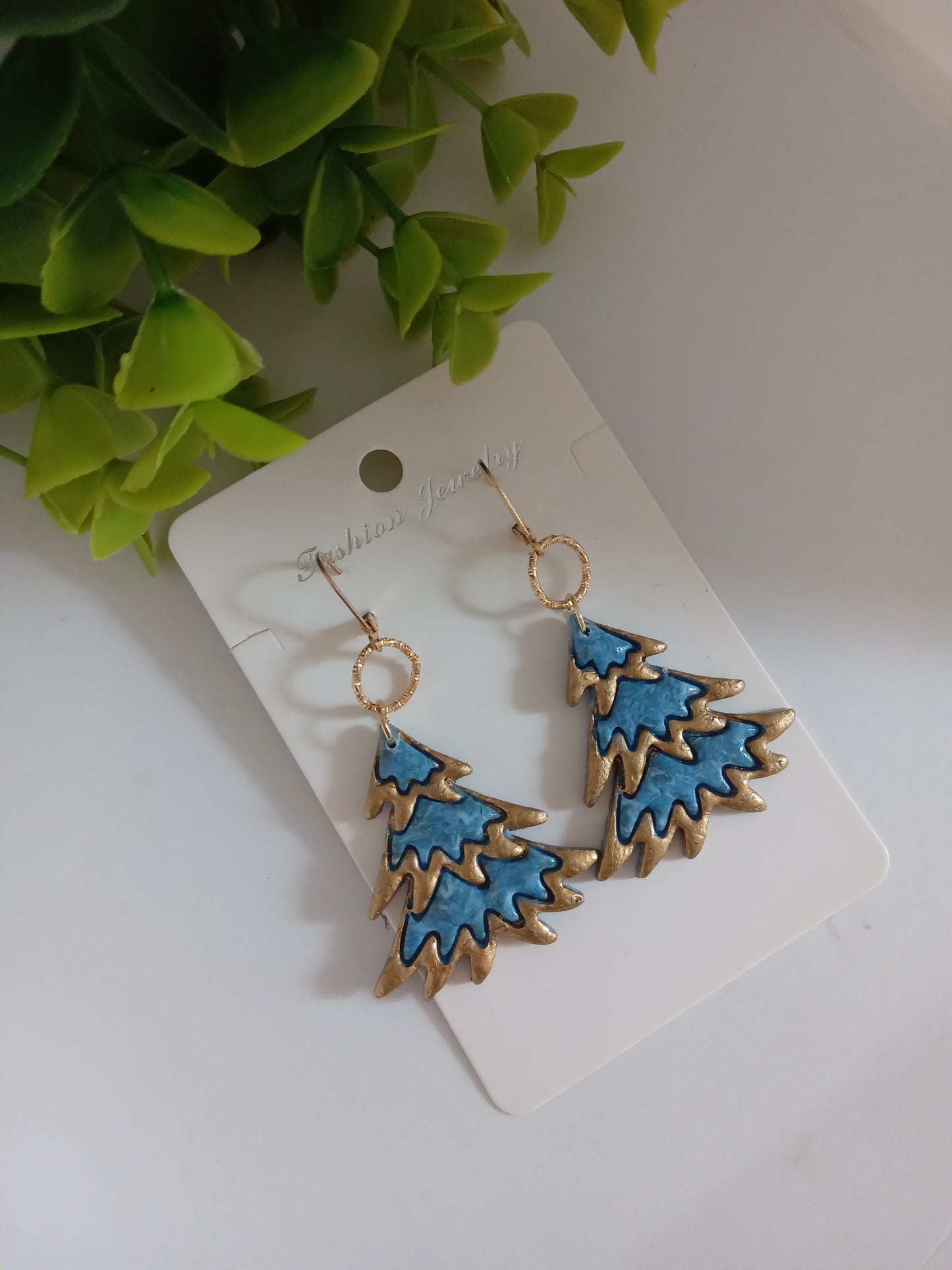 Handmade Christmas Tree Earrings- Holiday Earrings- Lightweight Festive Jewelry Gift for Her