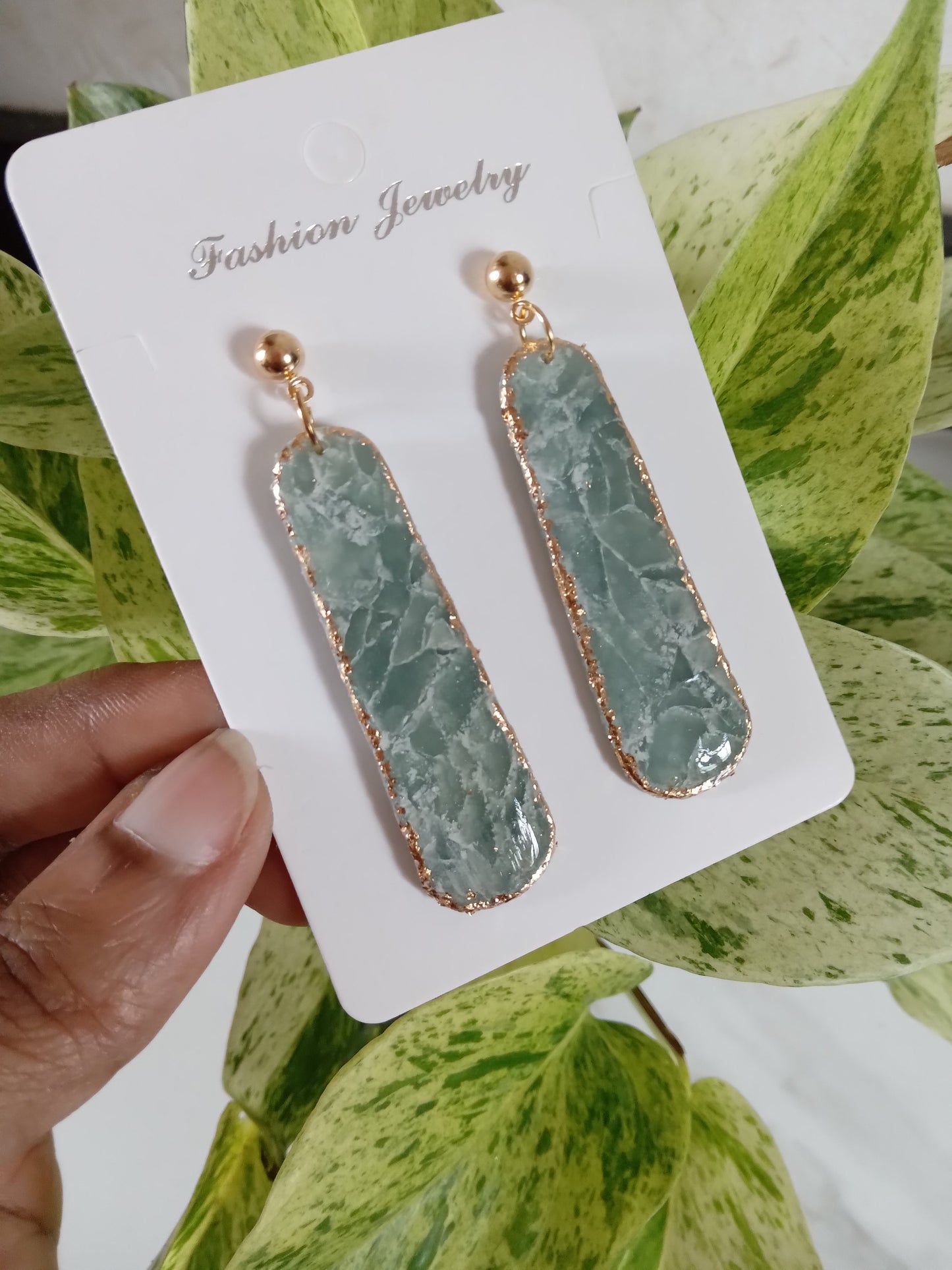 Elegant Aqua Stone Dangle Earrings - Handmade Statement Jewelry