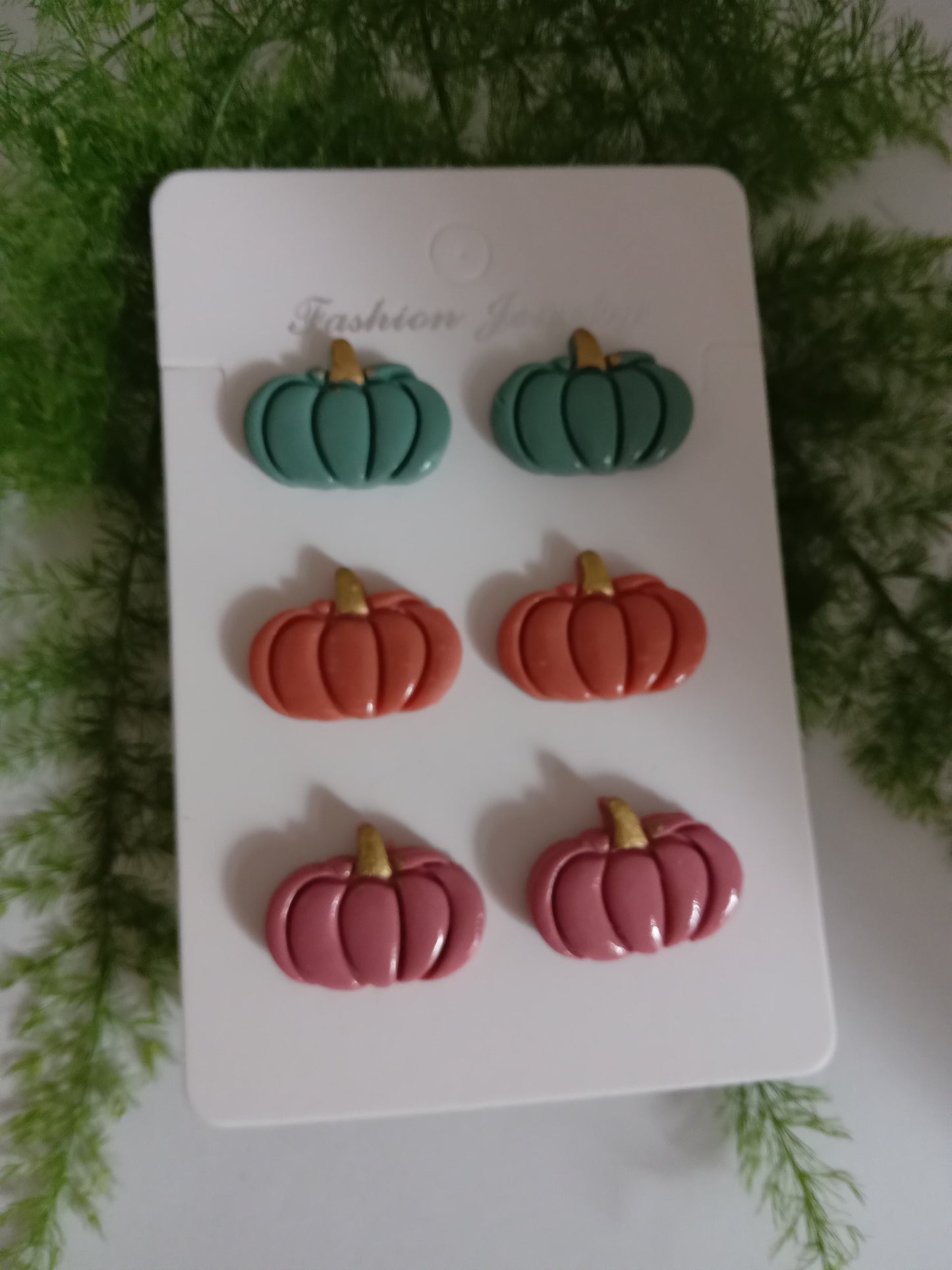 Pumpkin Stud Earrings – Handmade Polymer Clay Fall Jewelry Set (3 Pairs)