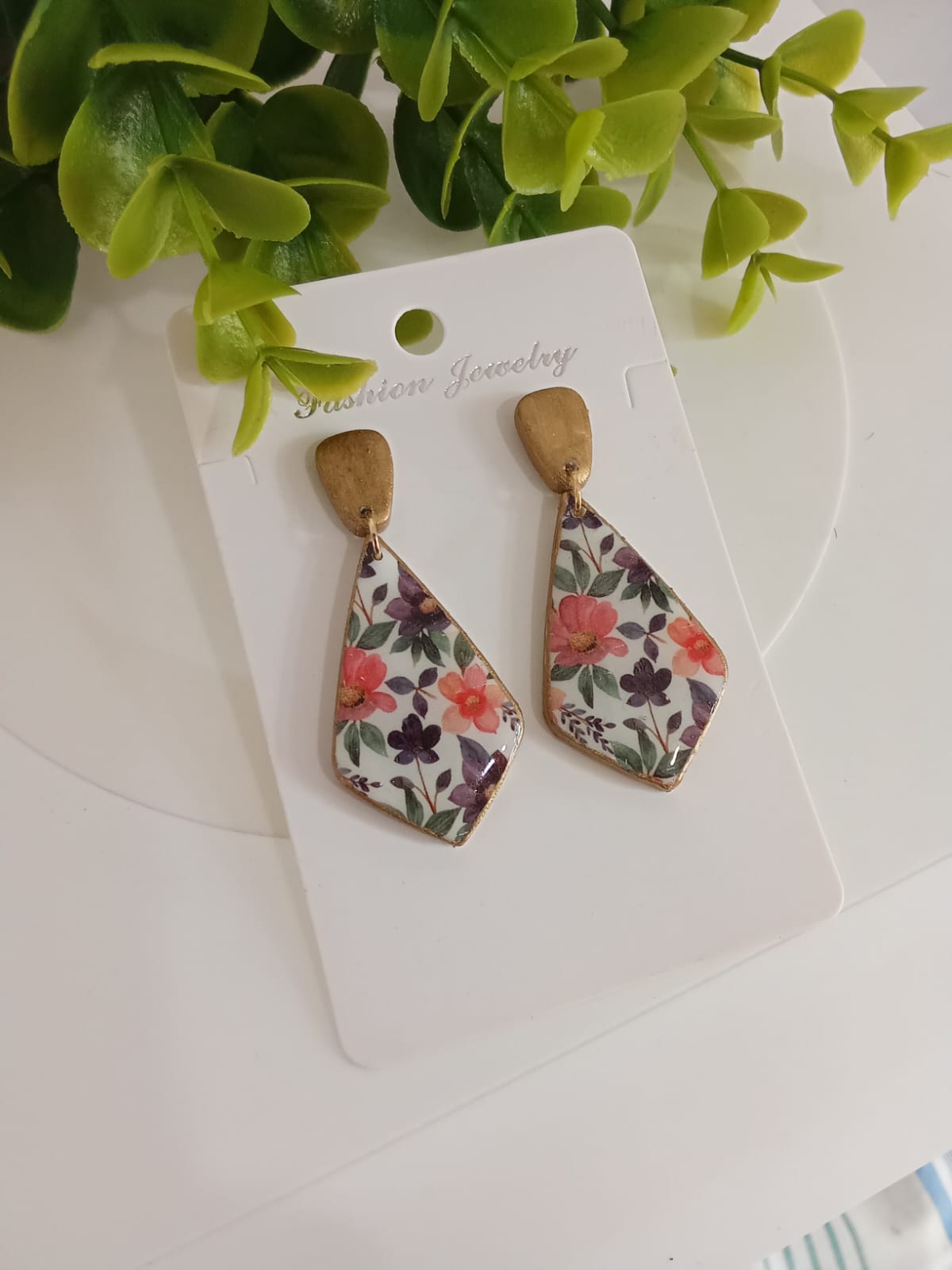 Handmade Boho Statement Earrings – Gold Trim Colorful Resin Dangle Drops, Lightweight Festival Jewelry, Worldwide Shipping