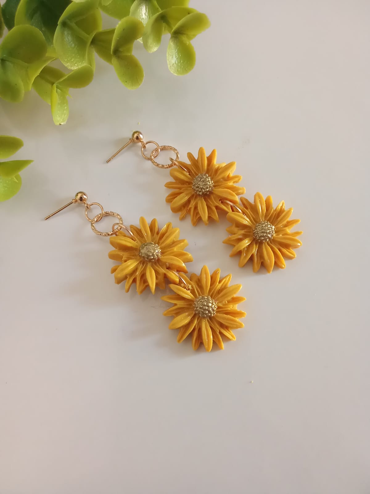 Handmade Polymer Clay Daisy Earrings Dangle Statement Gift for Her