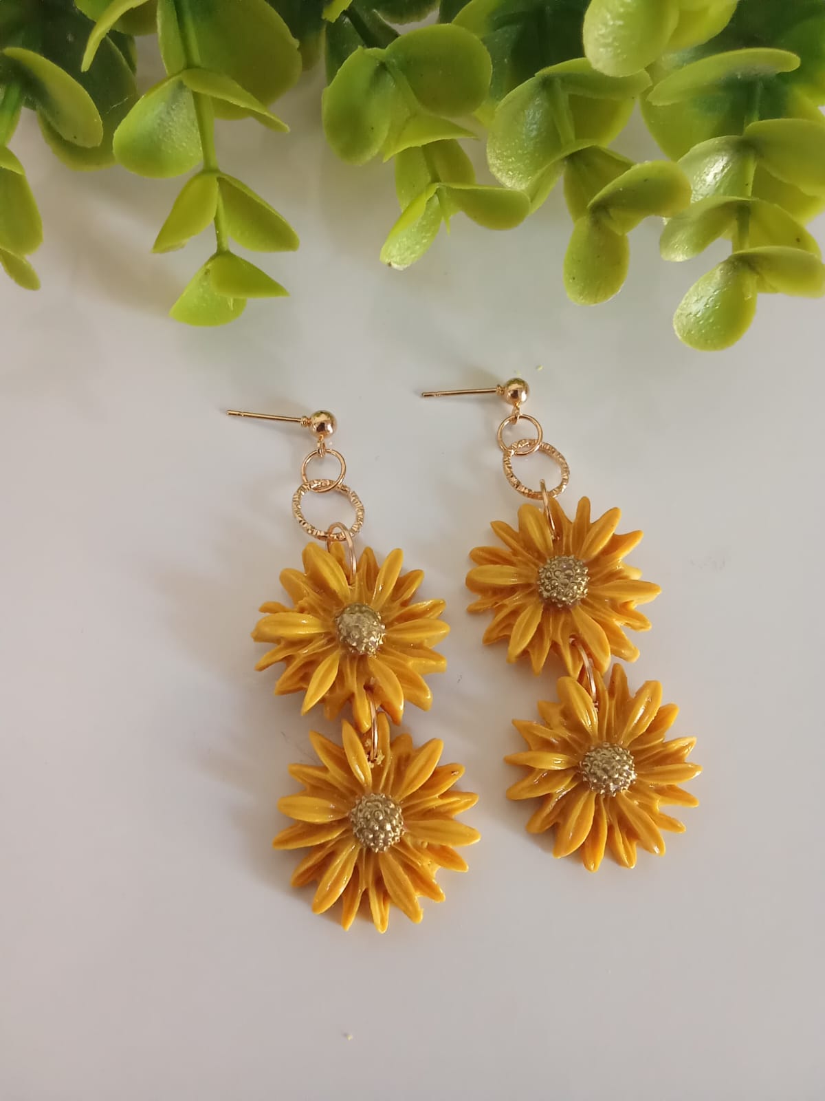 Handmade Polymer Clay Daisy Earrings Dangle Statement Gift for Her